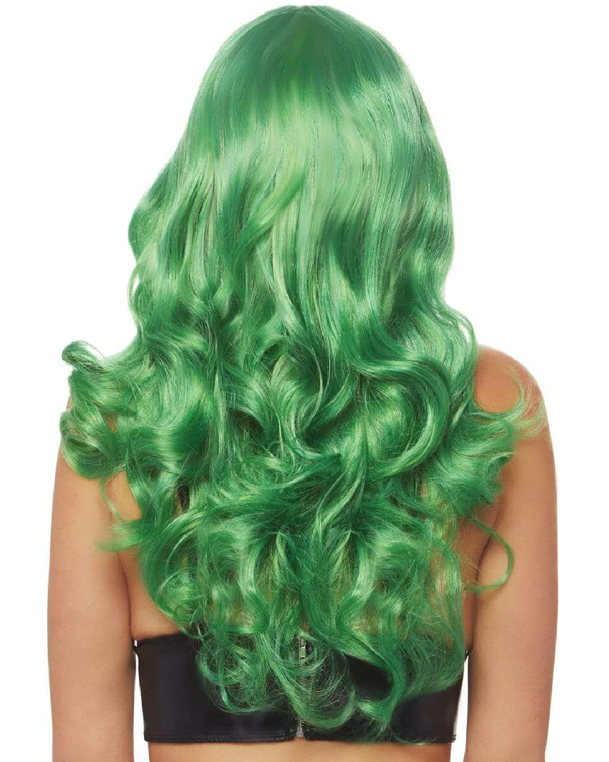 24" Women's Green Wavy Wig with Bangs - Image 4