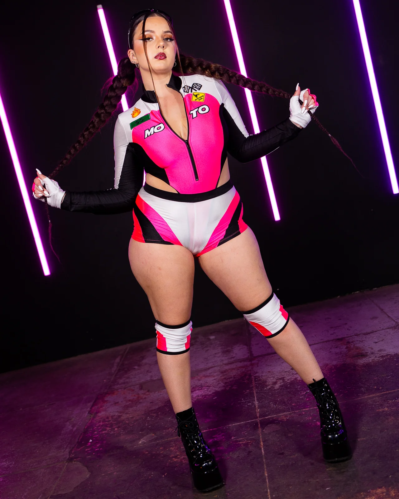 5pc Pink Moto Mami Costume - Image 3