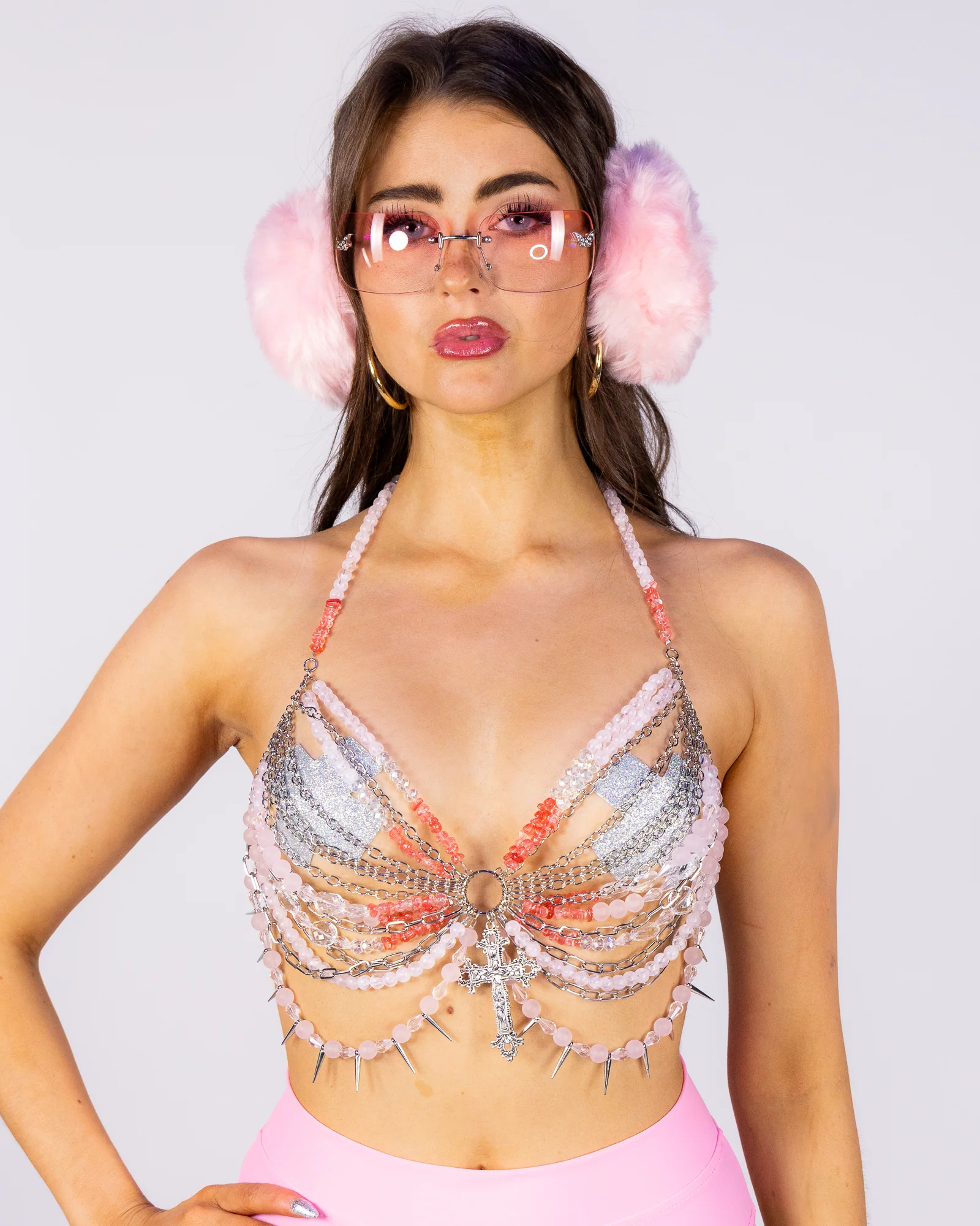 Adorned With Thorns Women's Pink Bead Top - Image 3