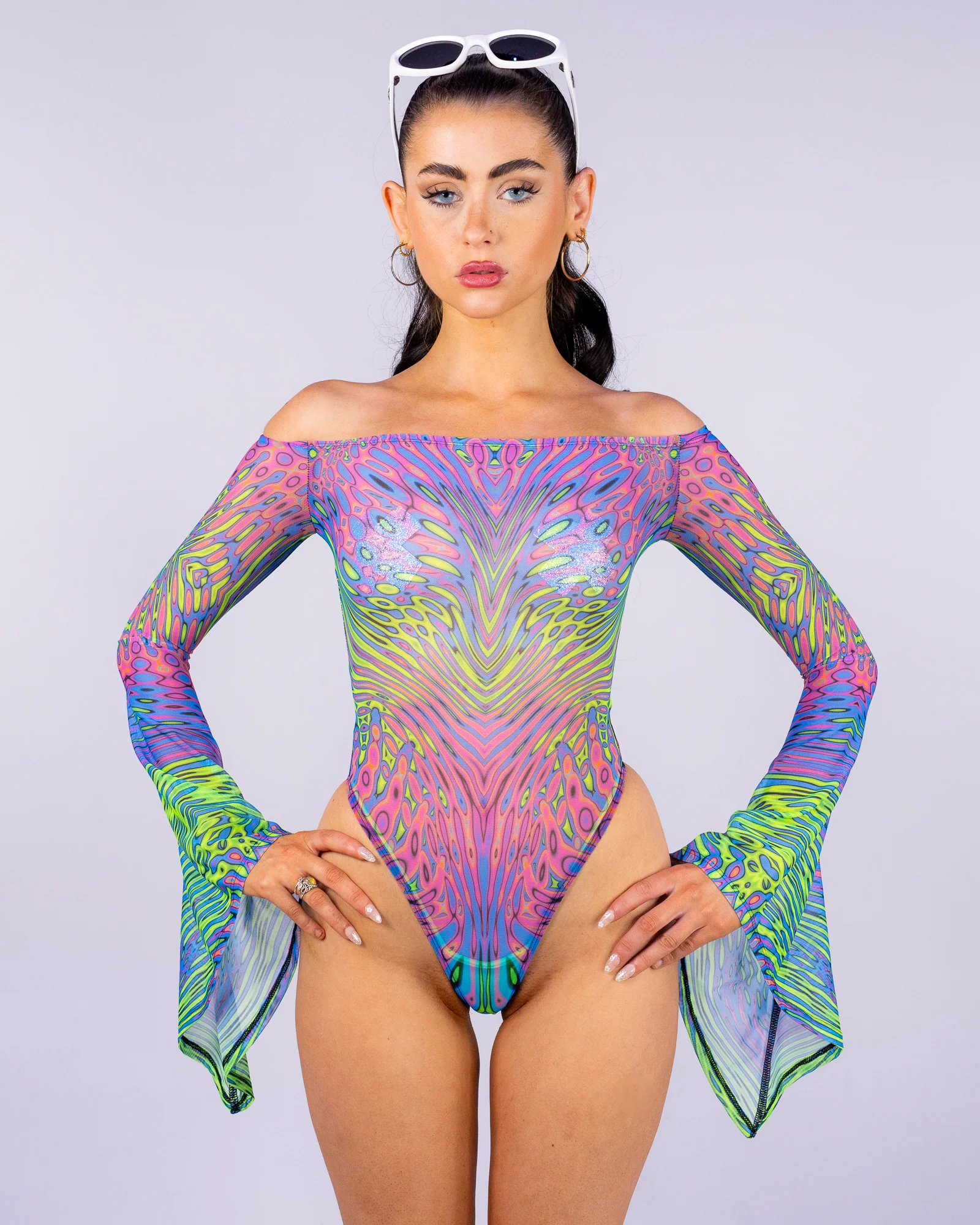 Badinka Acid Tracks Women's Off-Shoulder Bodysuit - Image 3