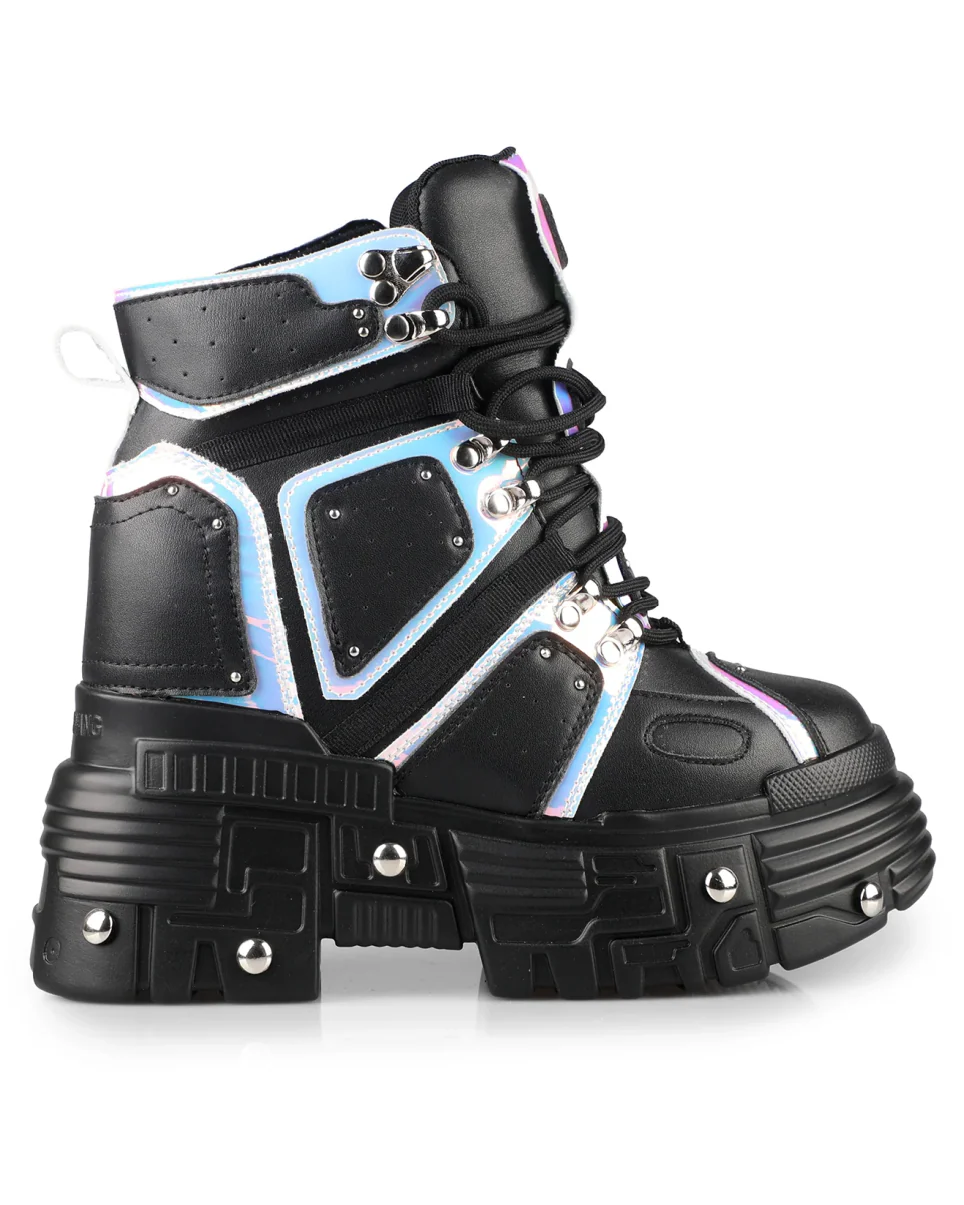 Black Holo Mangosteen Women's Wedge Sneakers - Image 5