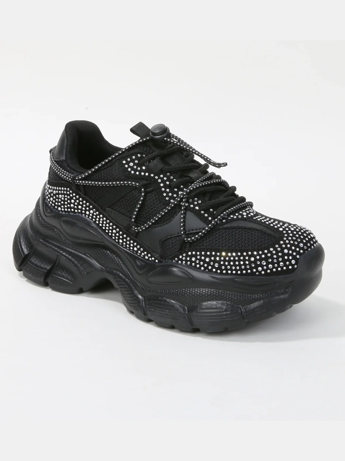 Black Ice Women's Rhinestone Chunky Sneakers