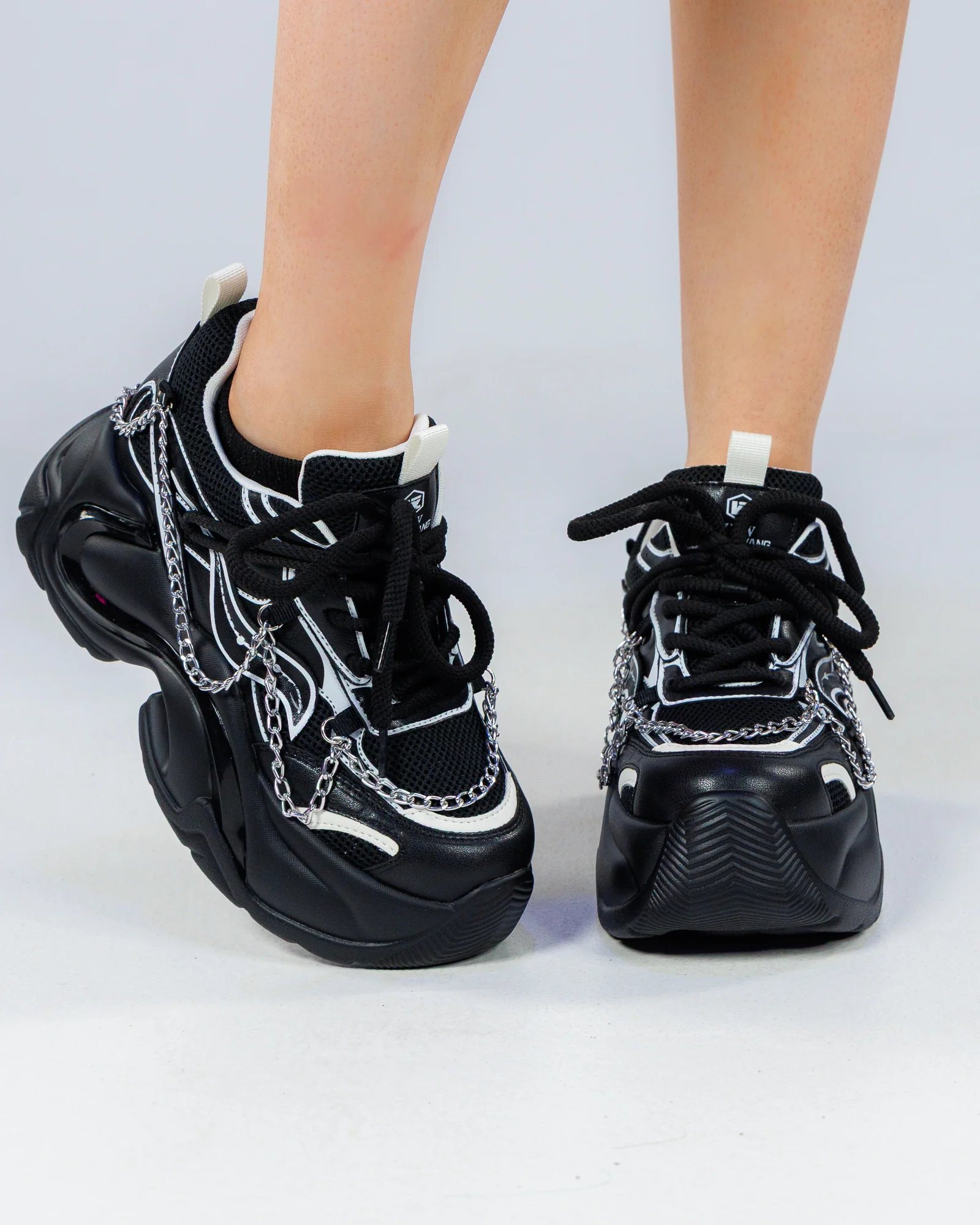 Black Storm Women's Chain Wedge Sneakers - Image 2