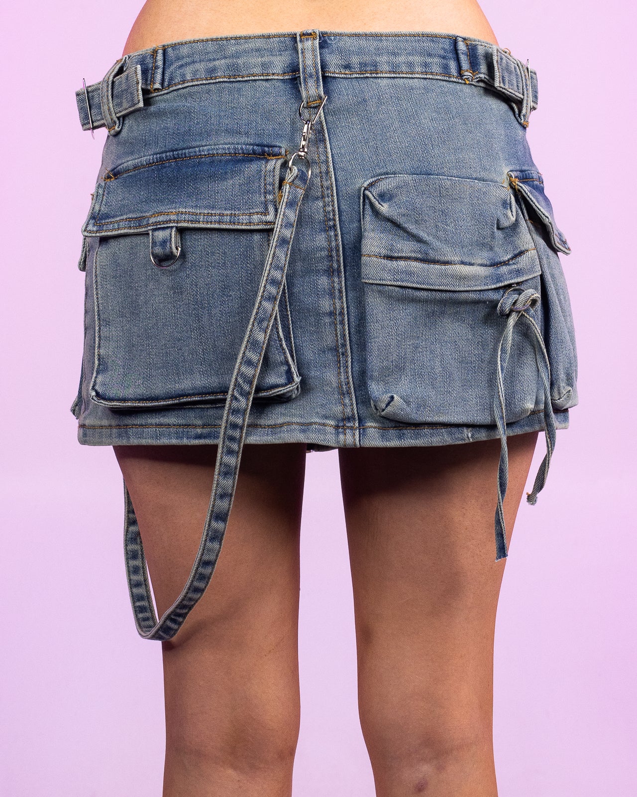 Blue Wash Denim Micro Skirt - Image 5