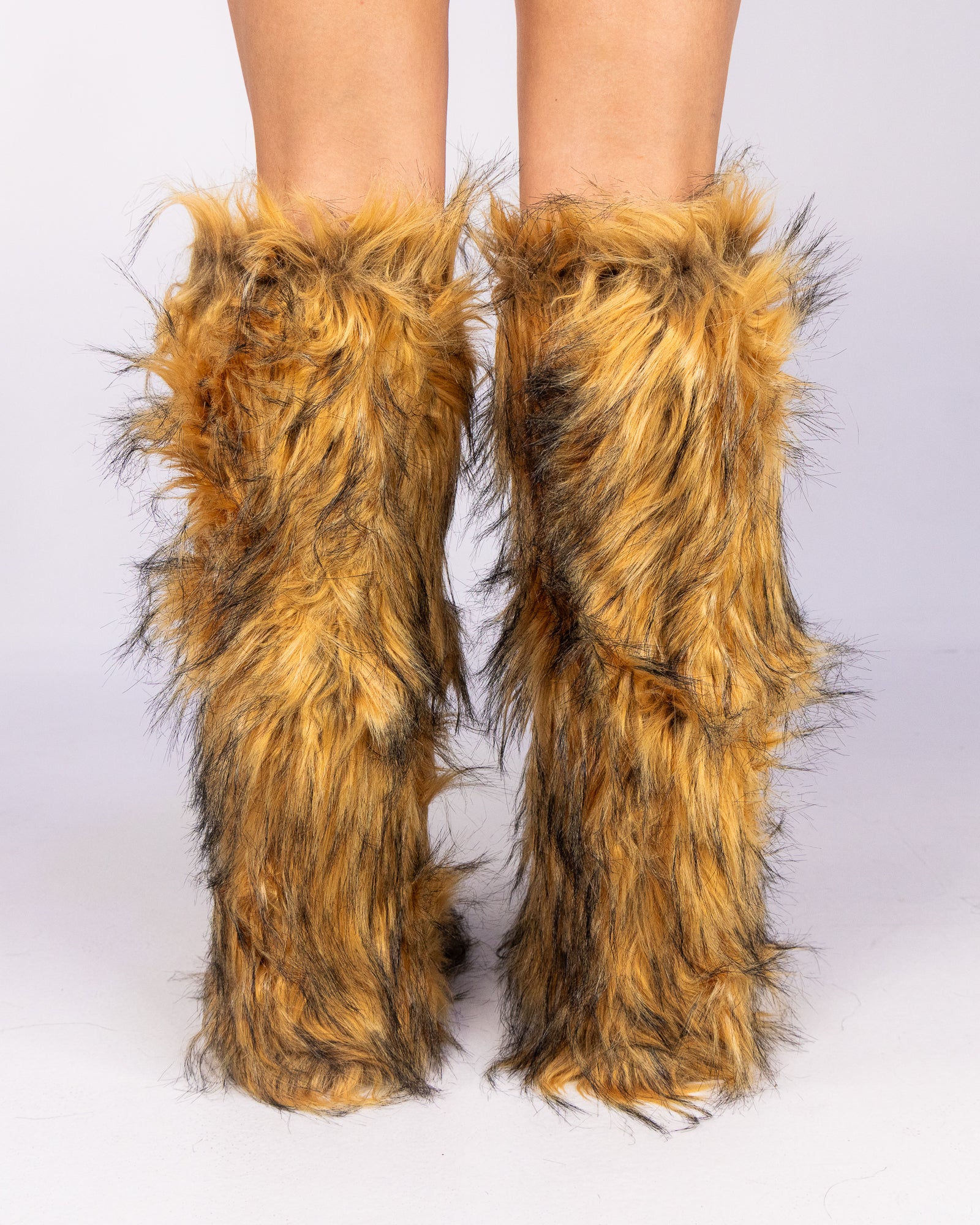 Brown Animalistic Women's Faux Fur Platform Boots - Image 3