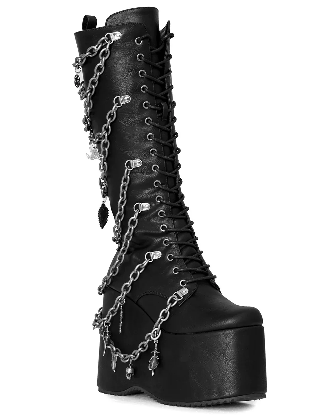 Camp Miracle Chain Women's Black Knee High Platform Boots - Image 6