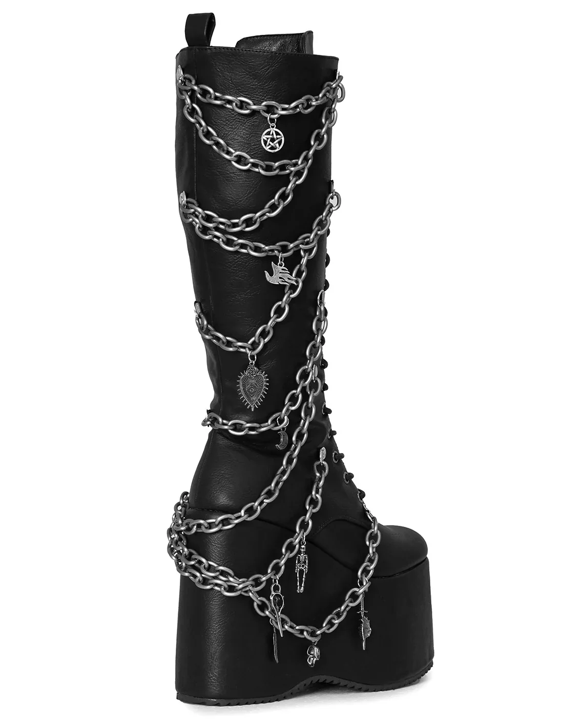 Camp Miracle Chain Women's Black Knee High Platform Boots - Image 7