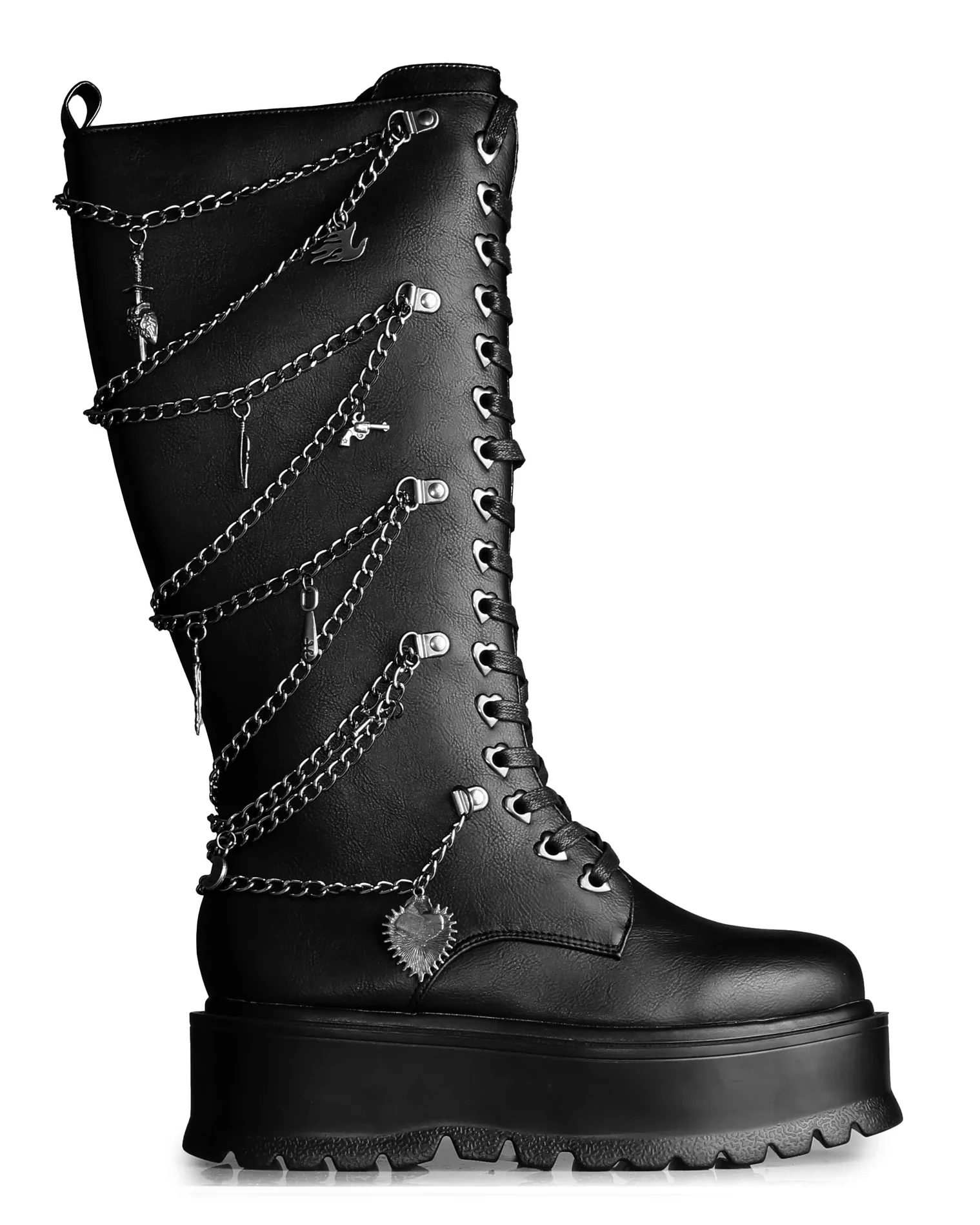 Chained Fantasy Women's Black Knee High Combat Boots - Image 5