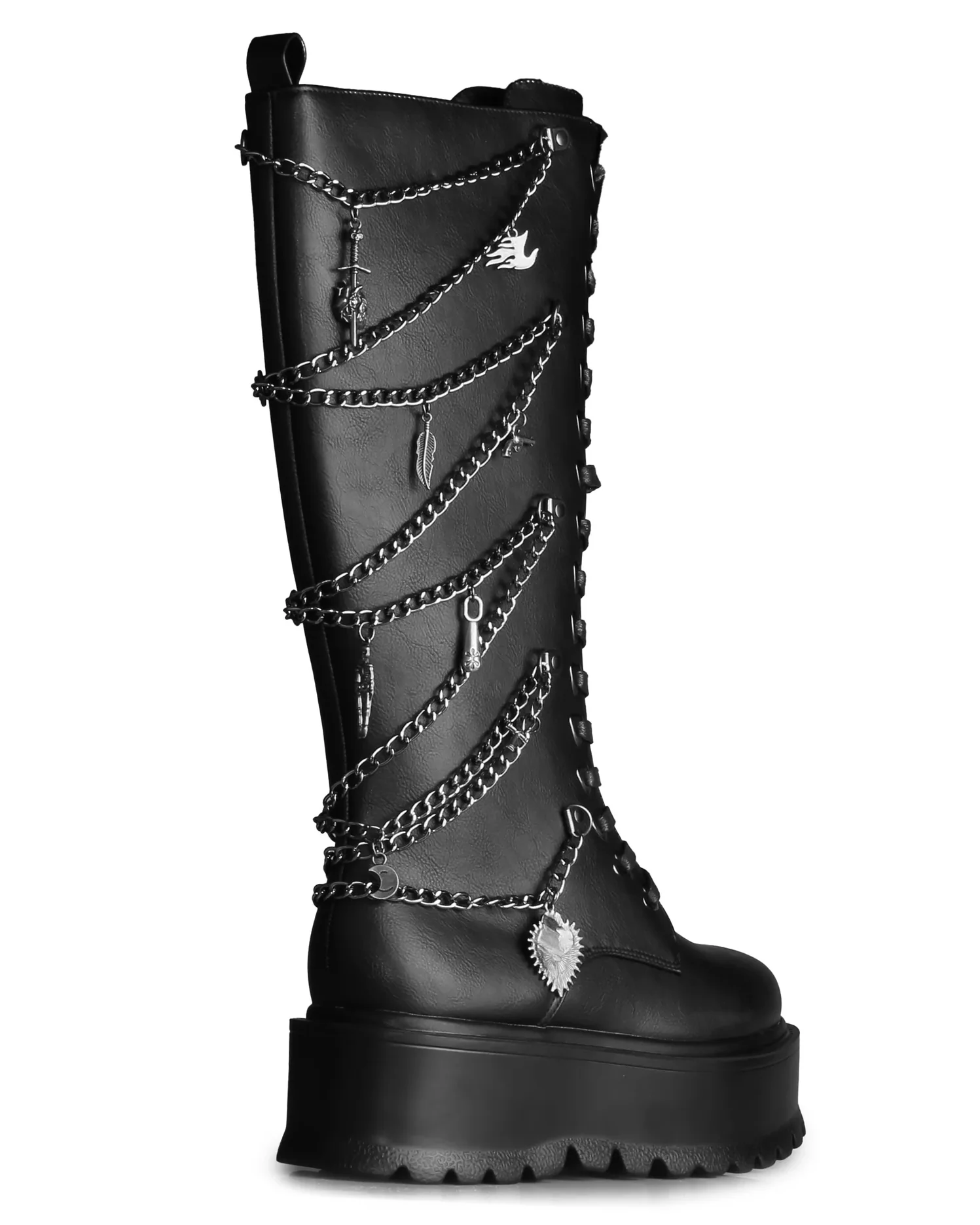 Chained Fantasy Women's Black Knee High Combat Boots - Image 6