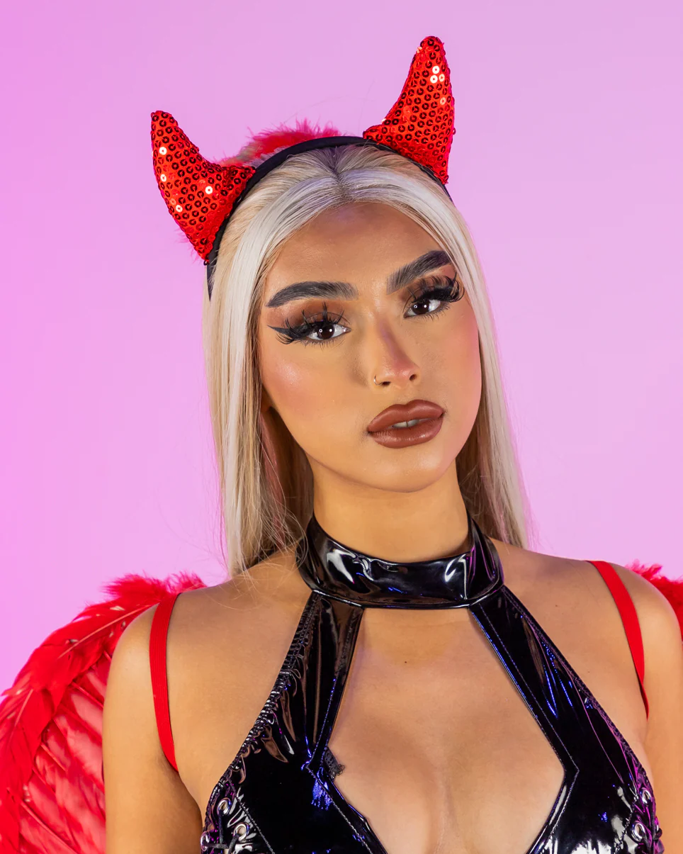Devil Horns Sequin Headband - Image 2