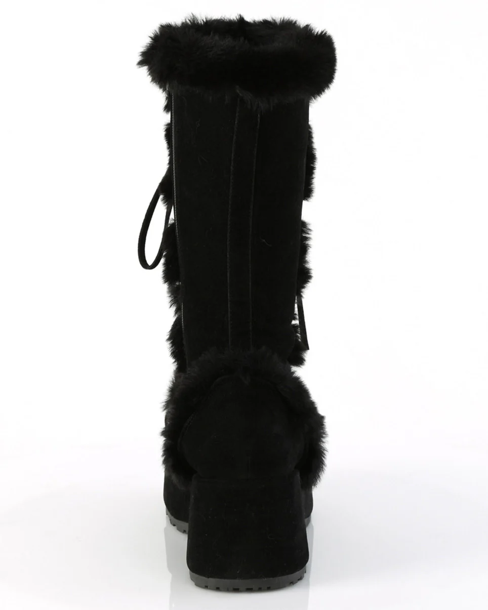 Demonia Black Winter Solstice Faux Fur Boots - Image 4