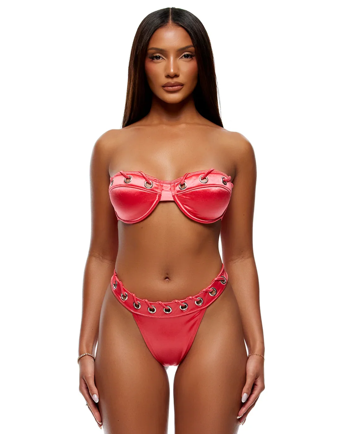Coral Threaded Women's 2pc Bikini Set - Image 7