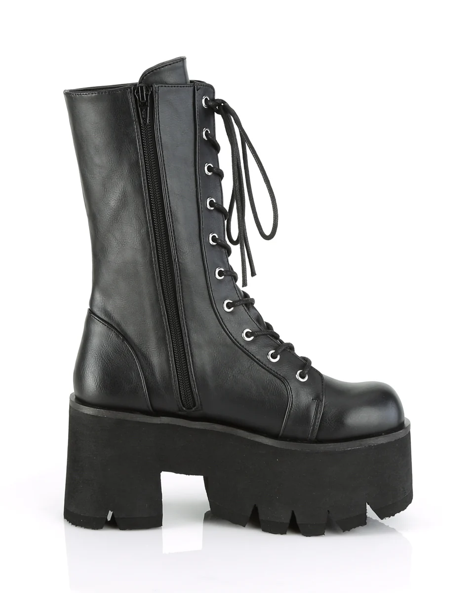 Demonia Ashes Black Lace-Up Mid-Calf Platform Boot - Image 6
