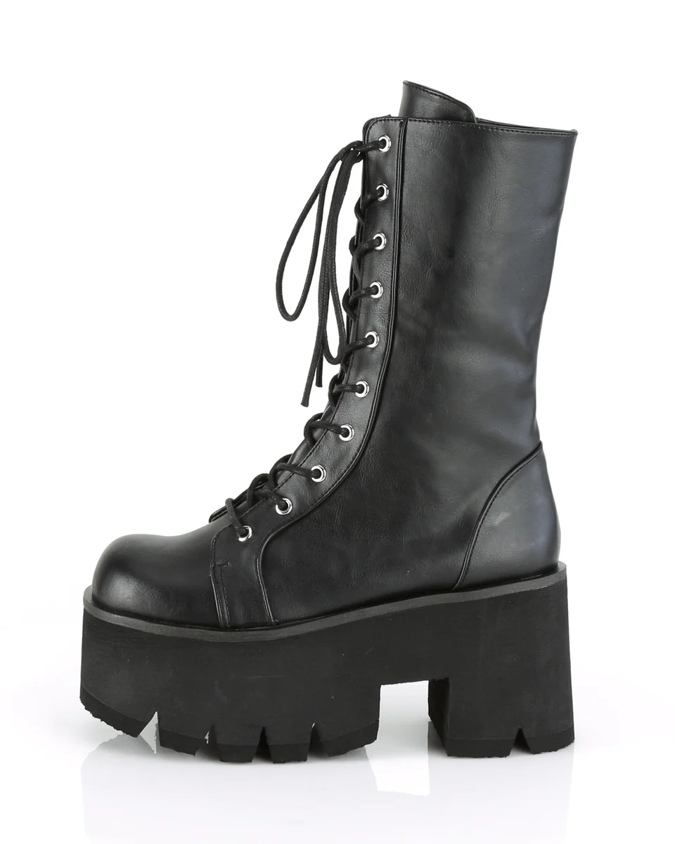 Demonia Ashes Black Lace-Up Mid-Calf Platform Boot - Image 8