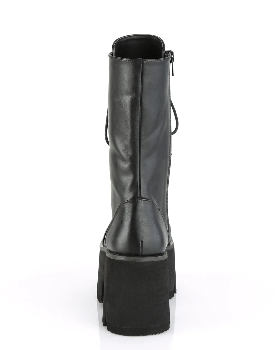 Demonia Ashes Black Lace-Up Mid-Calf Platform Boot - Image 9