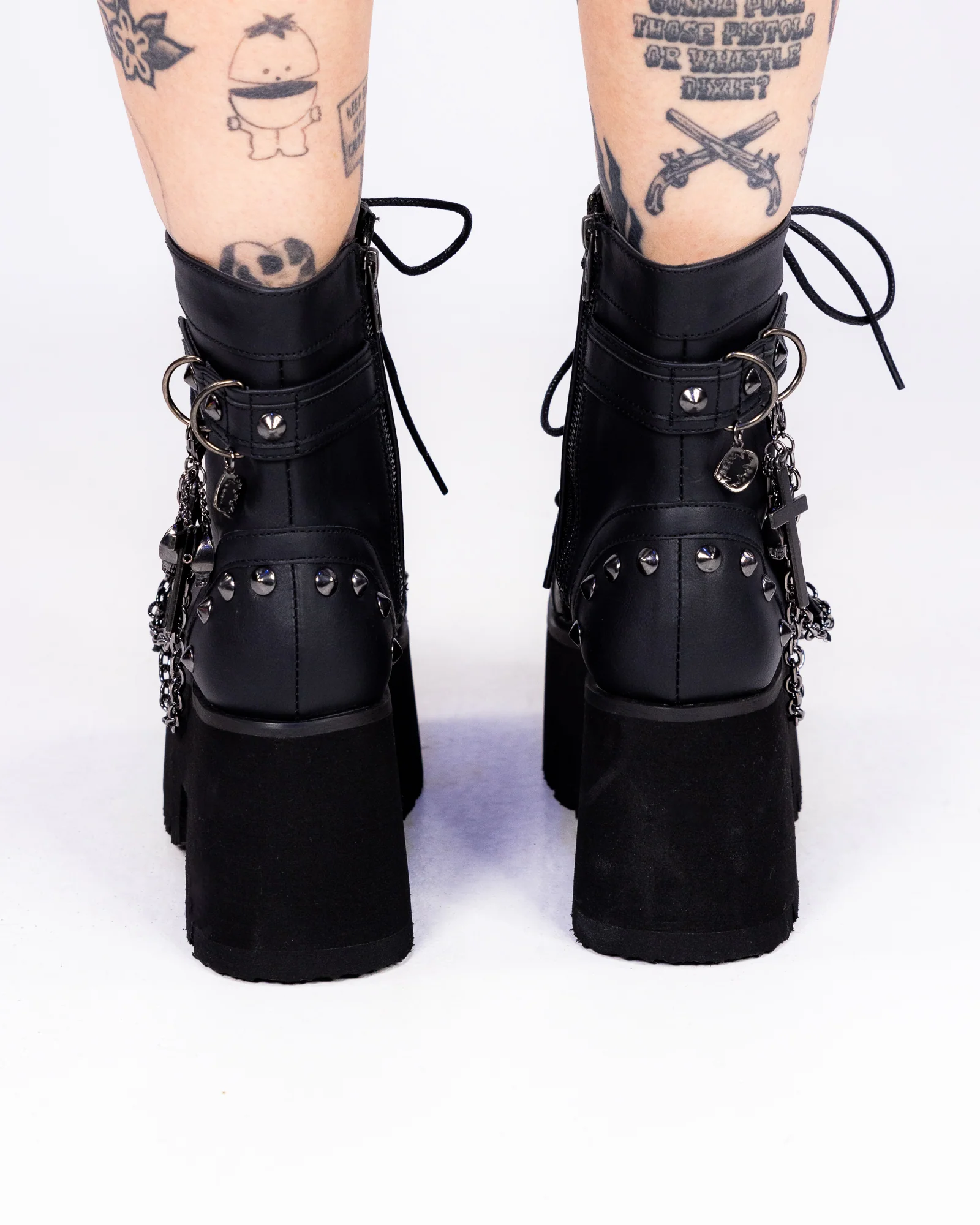 Demonia Ashes Chains & Charms Women's Black Platform Boot - Image 3