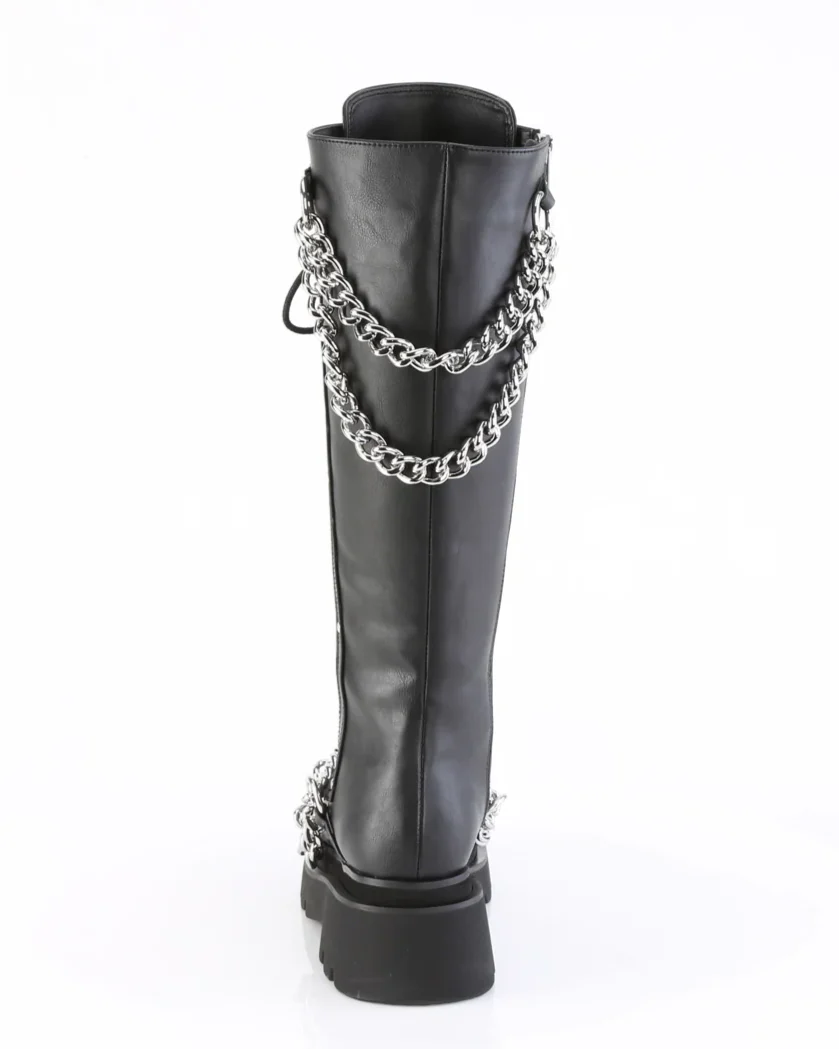 Demonia Renegade Women's Black Knee High Chain Platform Boots - Image 7