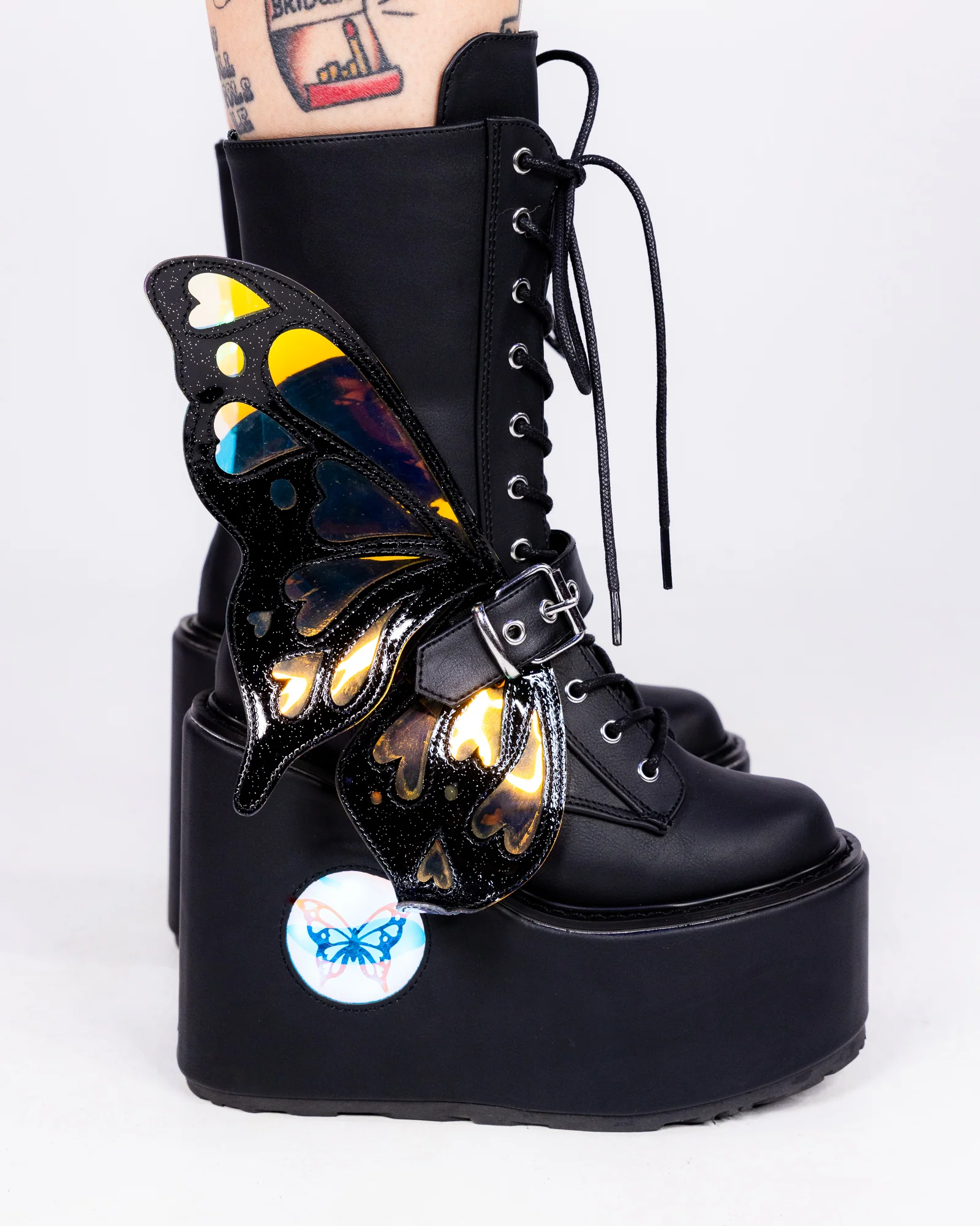 Demonia LED Blaze Women's Black Butterfly Boots - Image 3