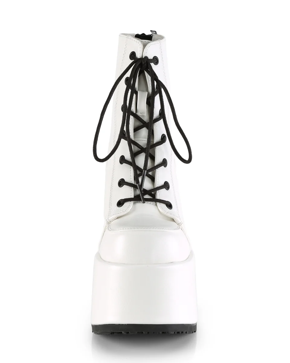 Demonia White Lace-Up Women's Platform Ankle Boots - Image 6