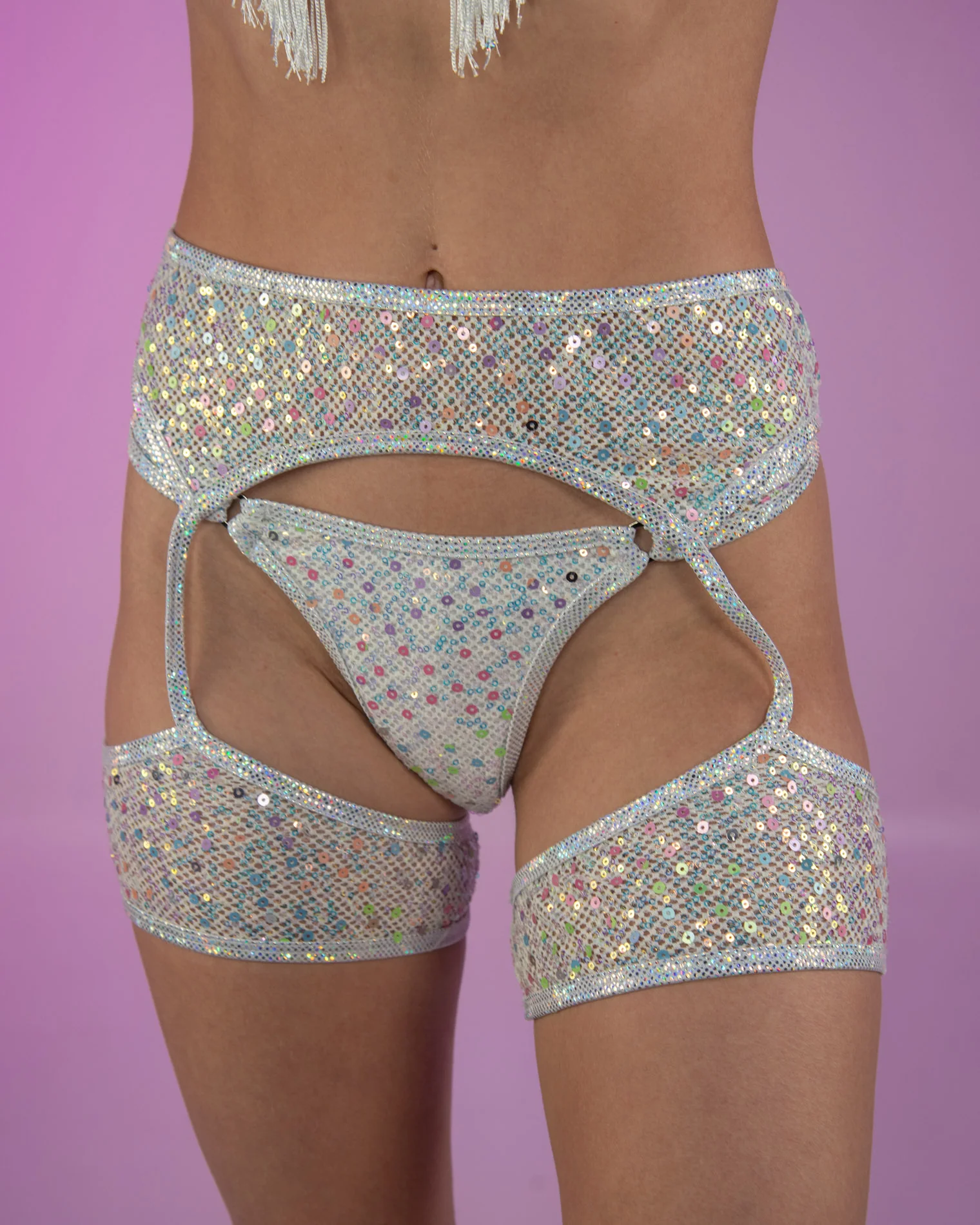 Diamond Rodeo Sequin Fishnet Chaps - Image 2