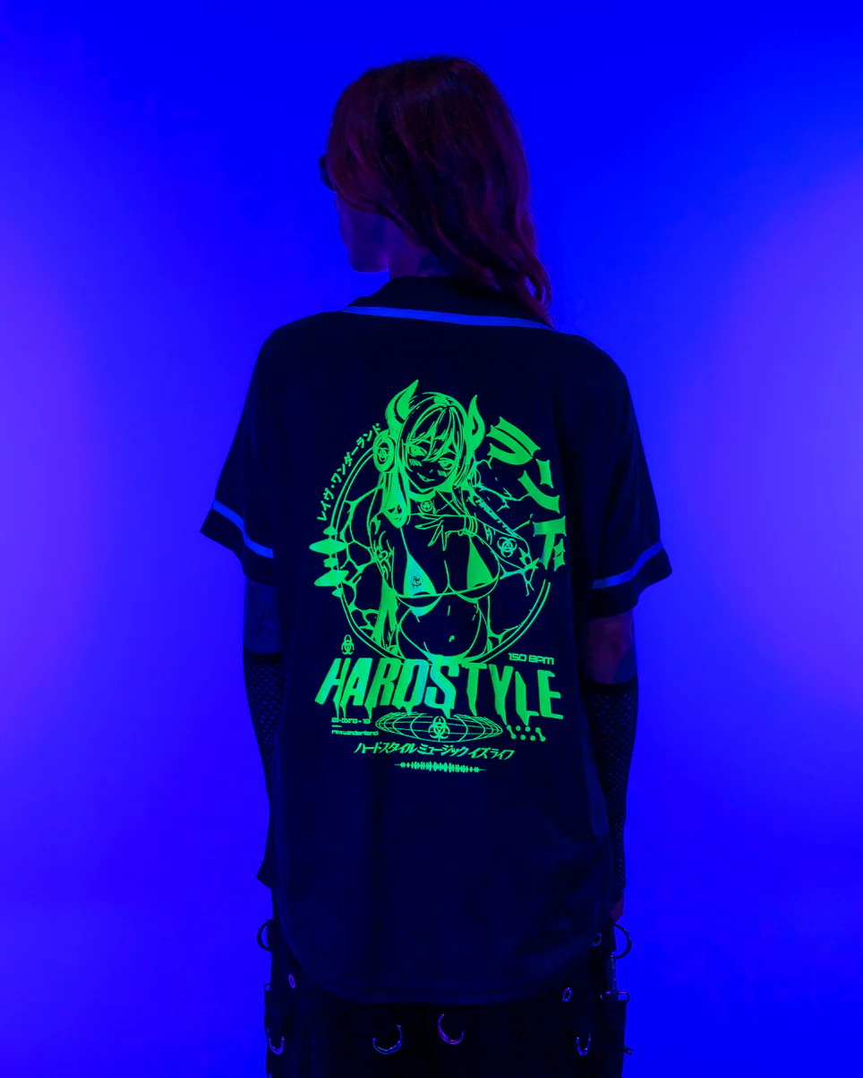 Hardstyle Baddie Anime UV Neon Green Baseball Jersey - Image 2