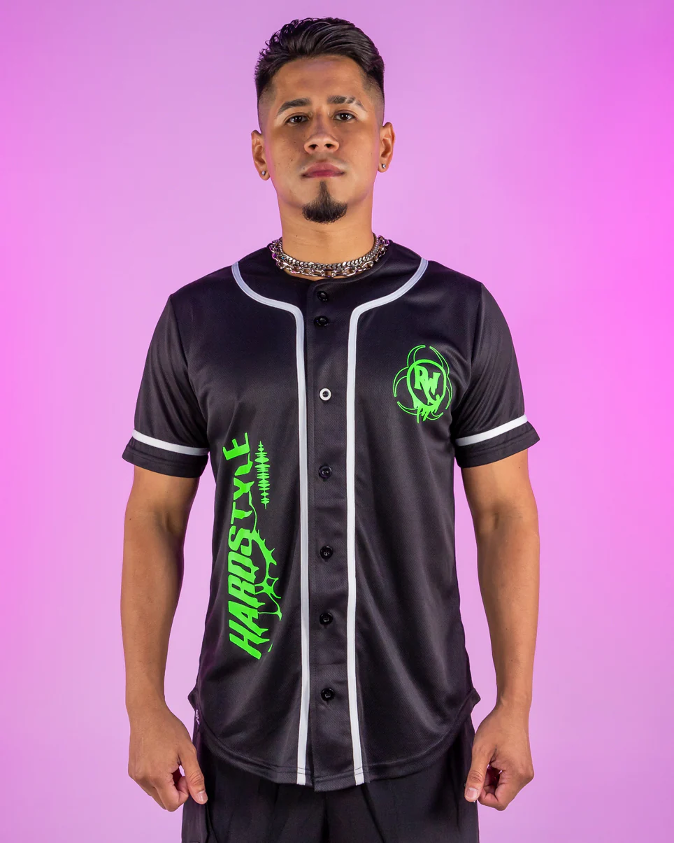 Hardstyle Baddie Anime UV Neon Green Baseball Jersey - Image 3