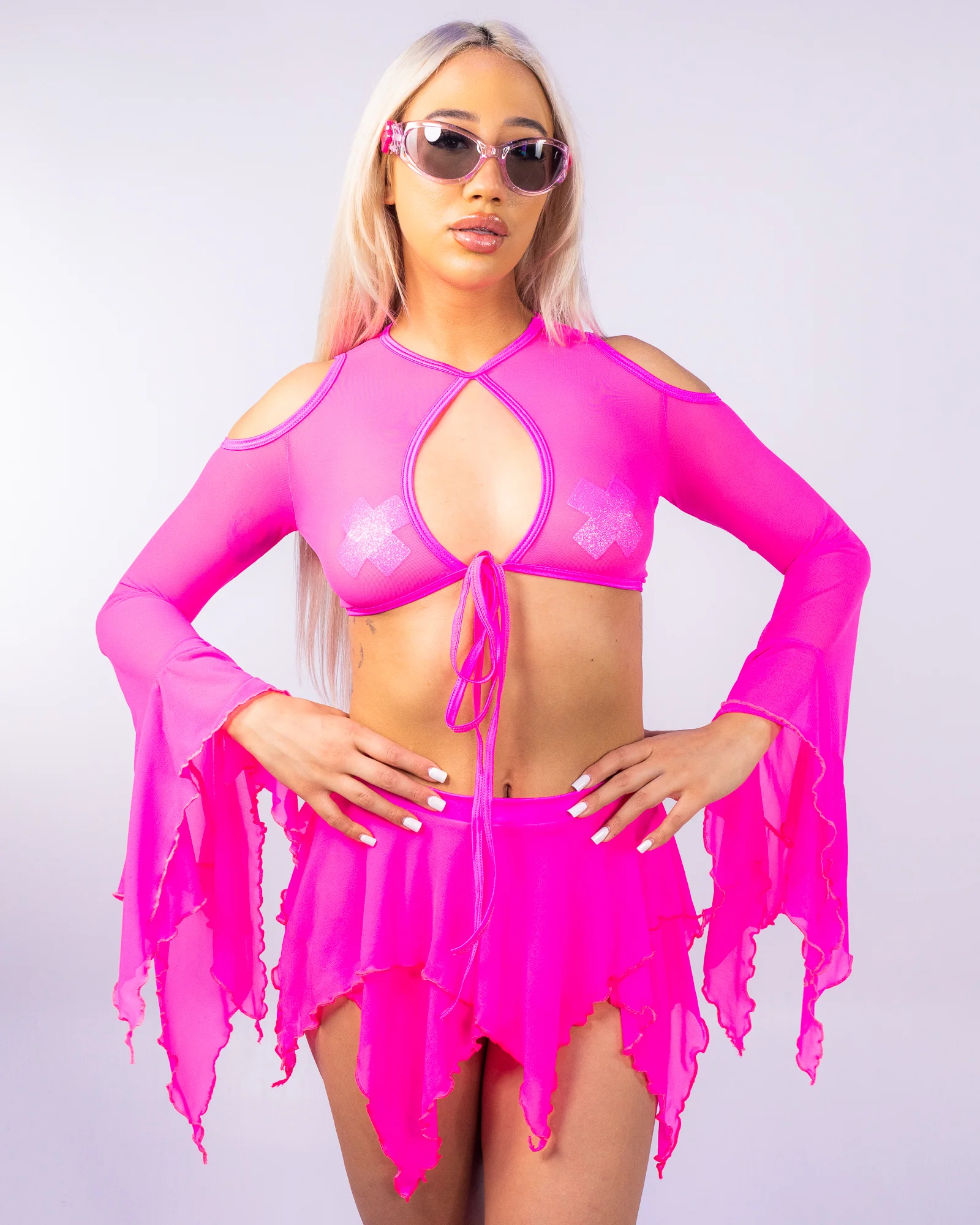 Hot Pink Faerie Women's Mesh Wrap Top - Image 3