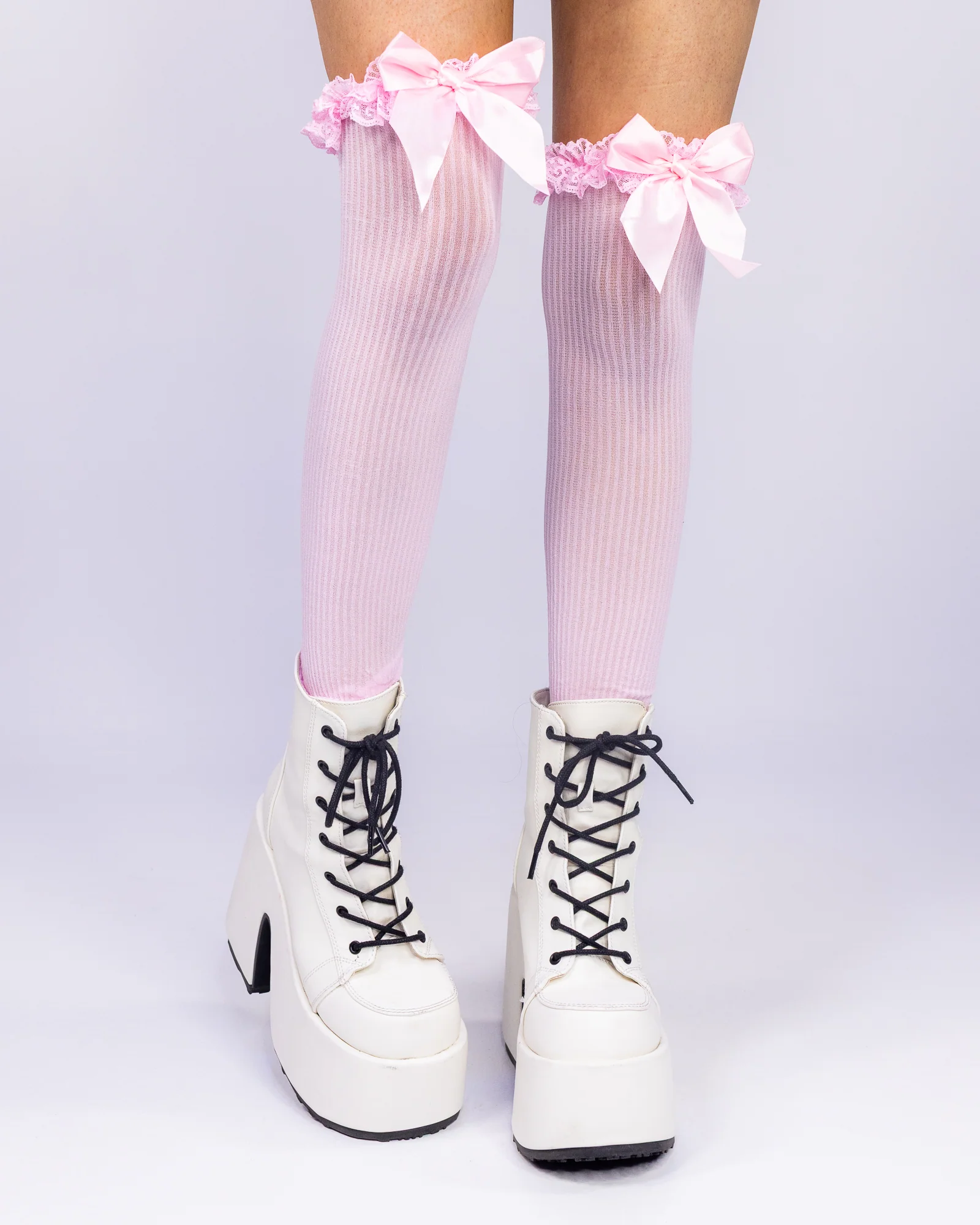 Lace Garter Women's Sheer Striped Thigh Highs - Image 2