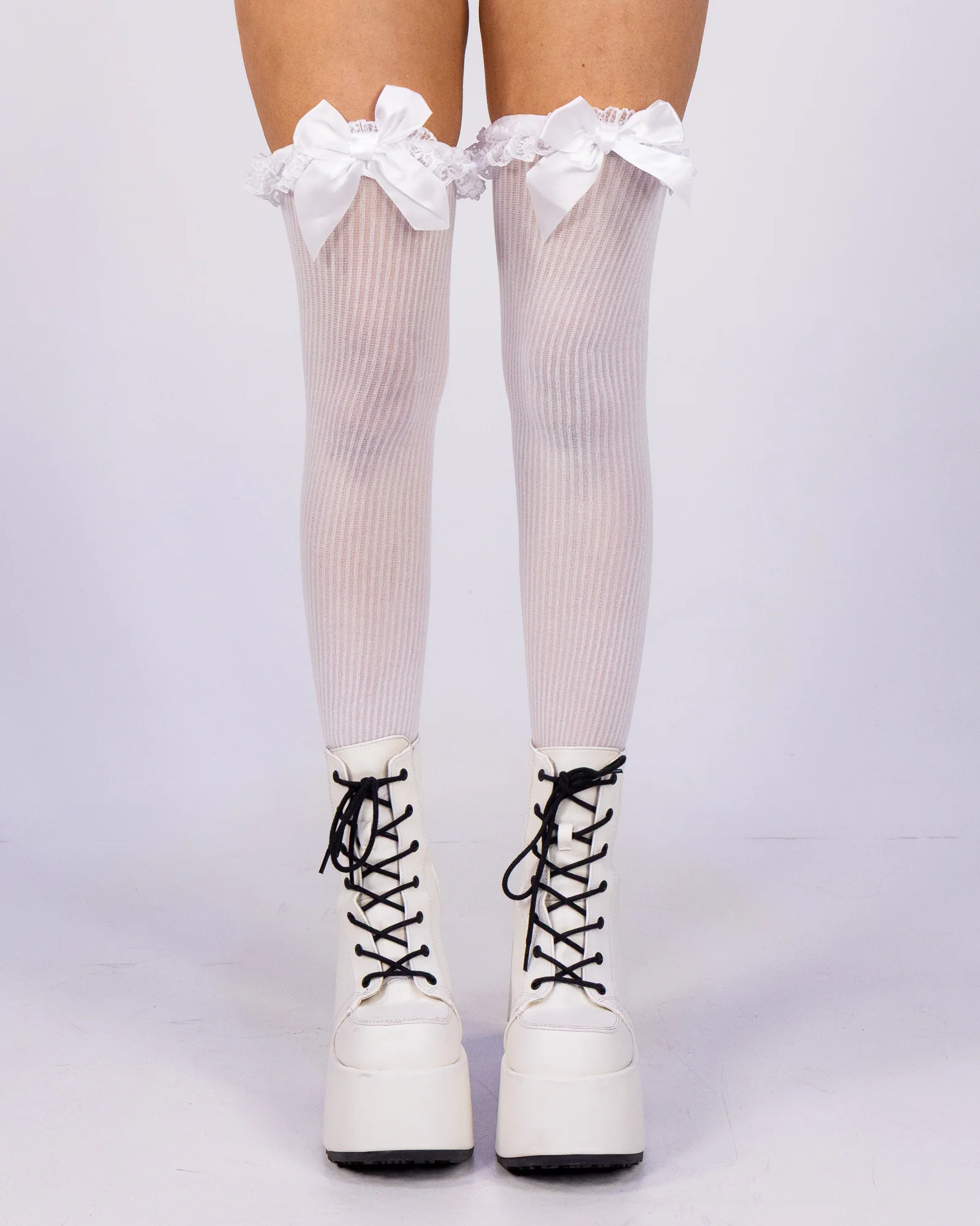 Lace Garter Women's Sheer Striped Thigh Highs - Image 3