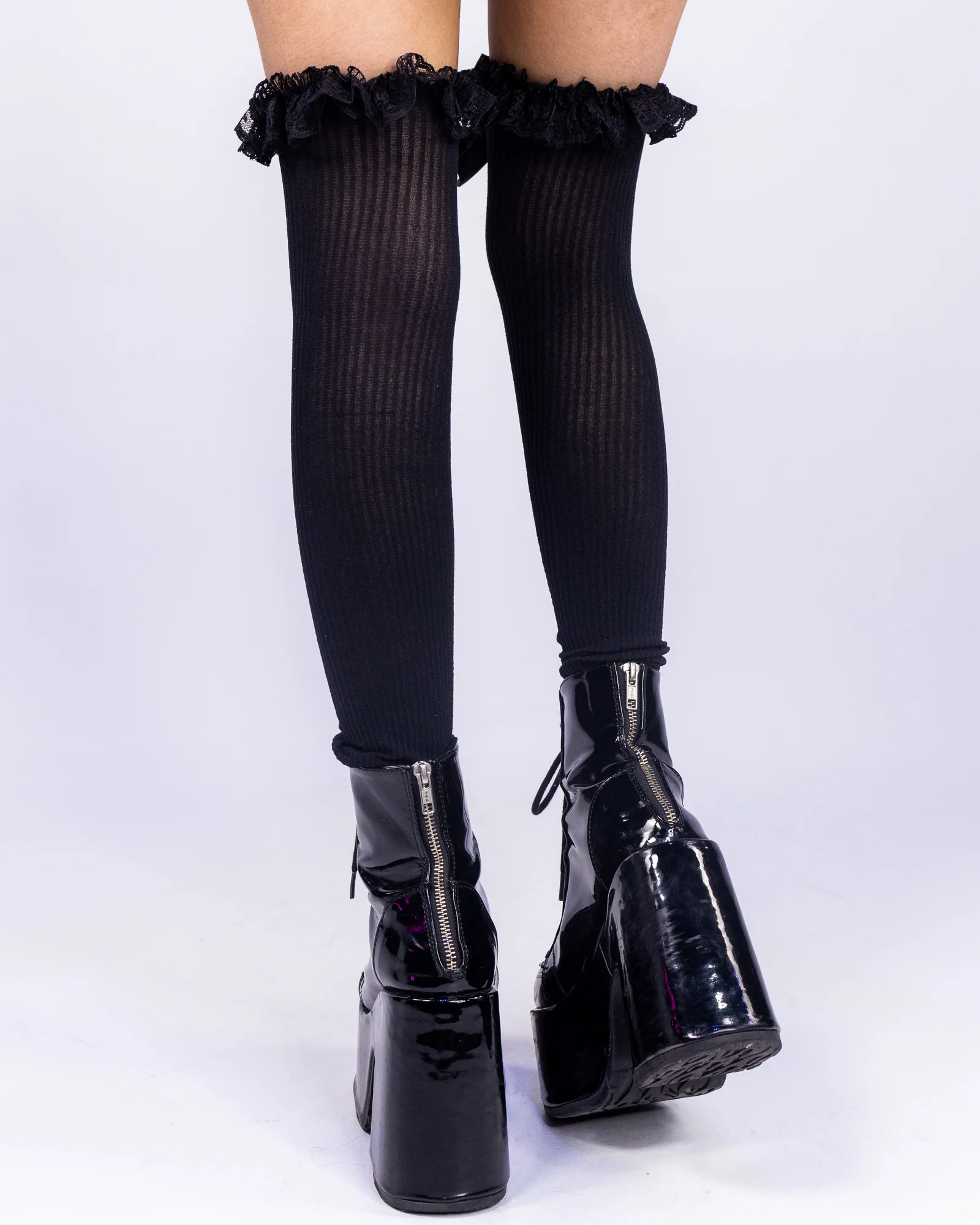 Lace Garter Women's Sheer Striped Thigh Highs - Image 4