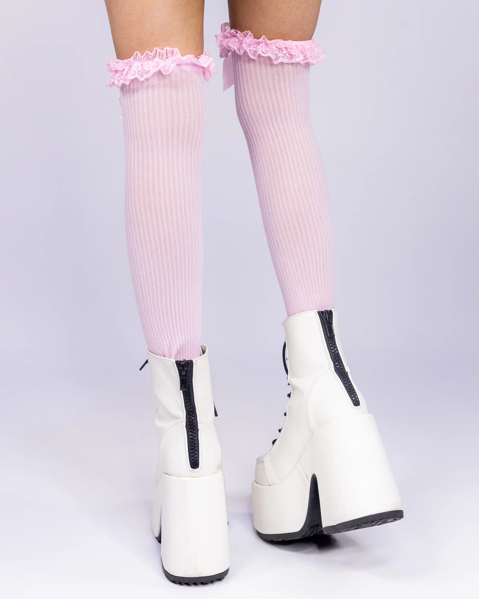 Lace Garter Women's Sheer Striped Thigh Highs - Image 5