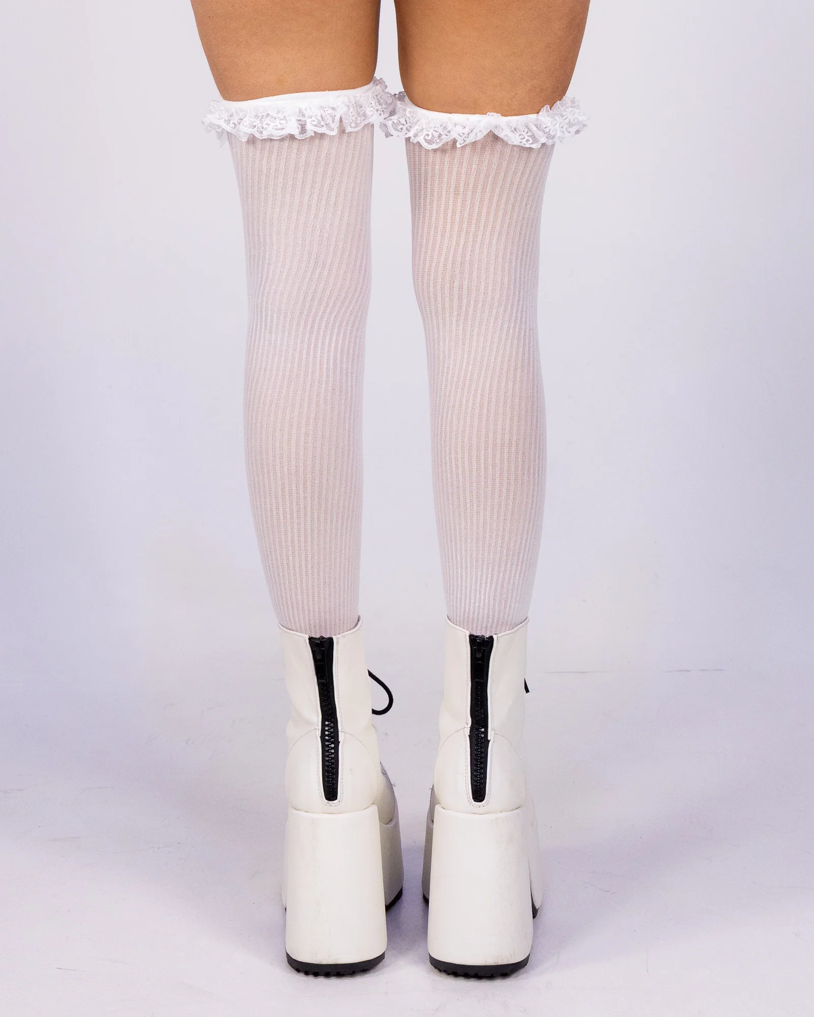 Lace Garter Women's Sheer Striped Thigh Highs - Image 6