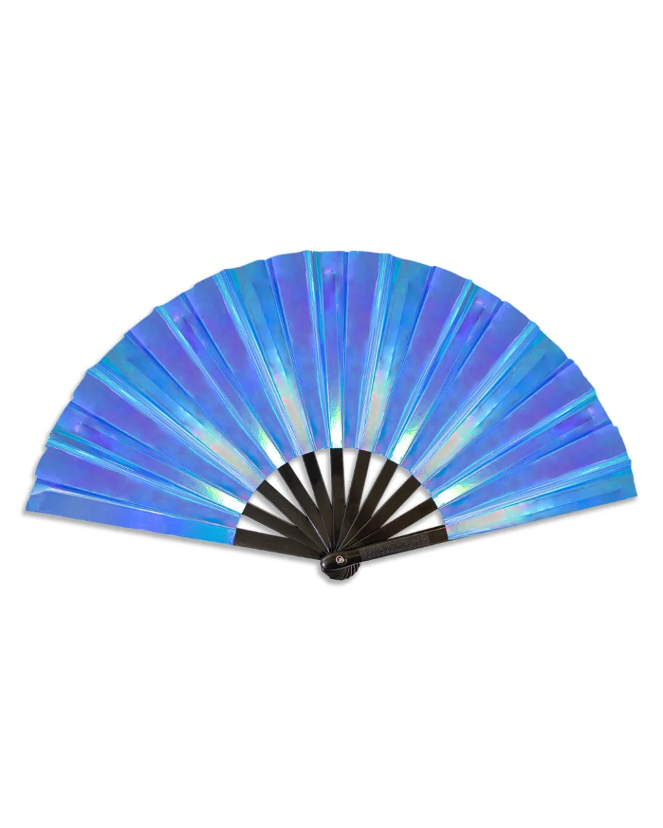 Metallic Blue Unisex Folding Fan