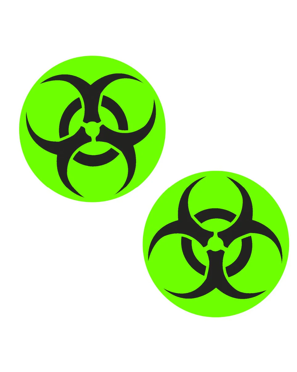 Neon Green Biohazard Toxic Wet Vinyl Pasties - Image 2