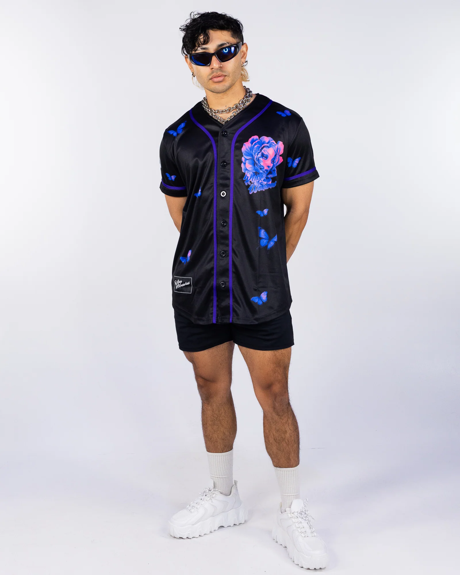 Night Blossom Men's Black Baseball Jersey - Image 5