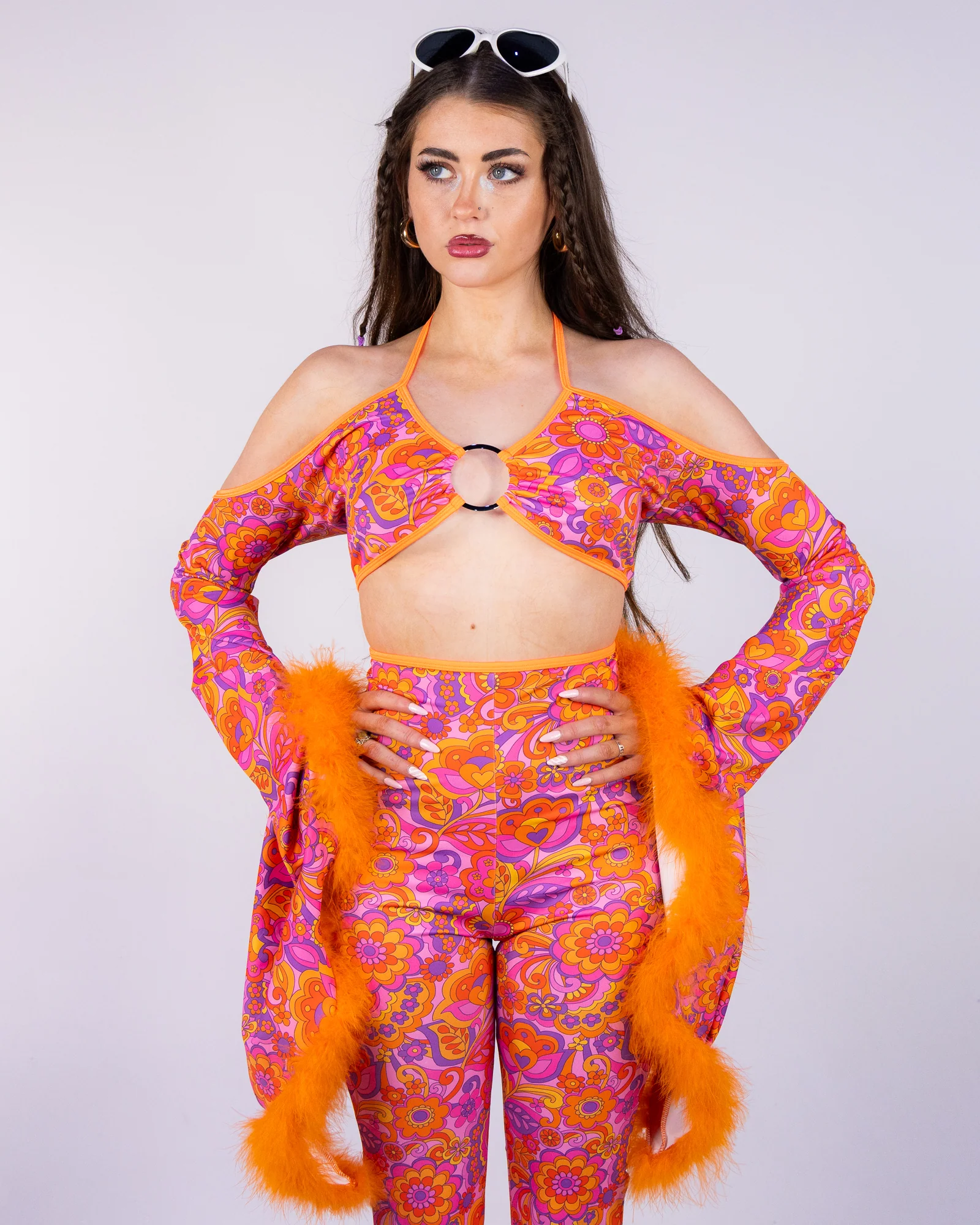 Orange Paisley Daze Bell Sleeve Halter