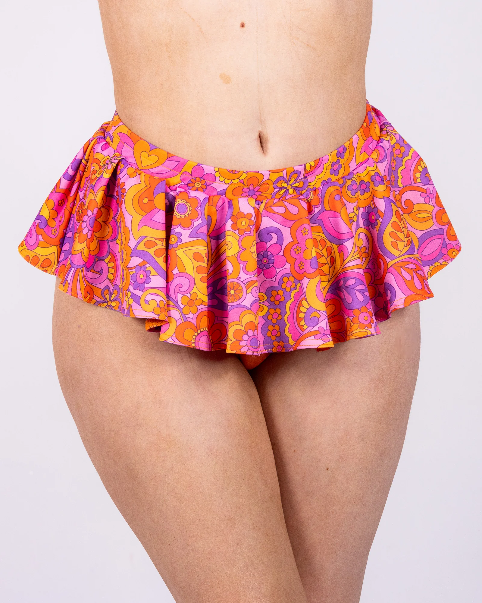 Orange Paisley Daze Ruffle Skirt Bottoms