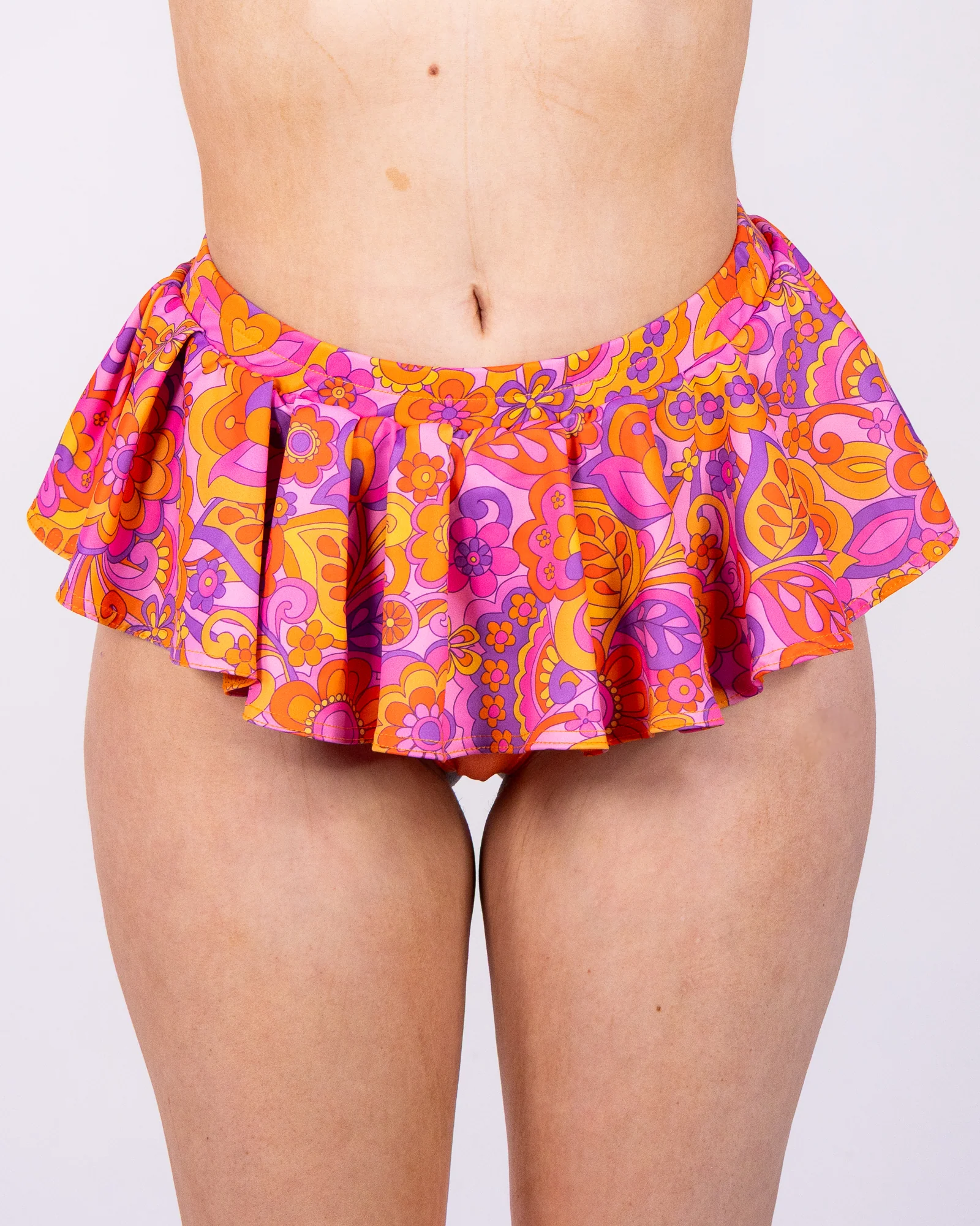 Orange Paisley Daze Ruffle Skirt Bottoms - Image 3