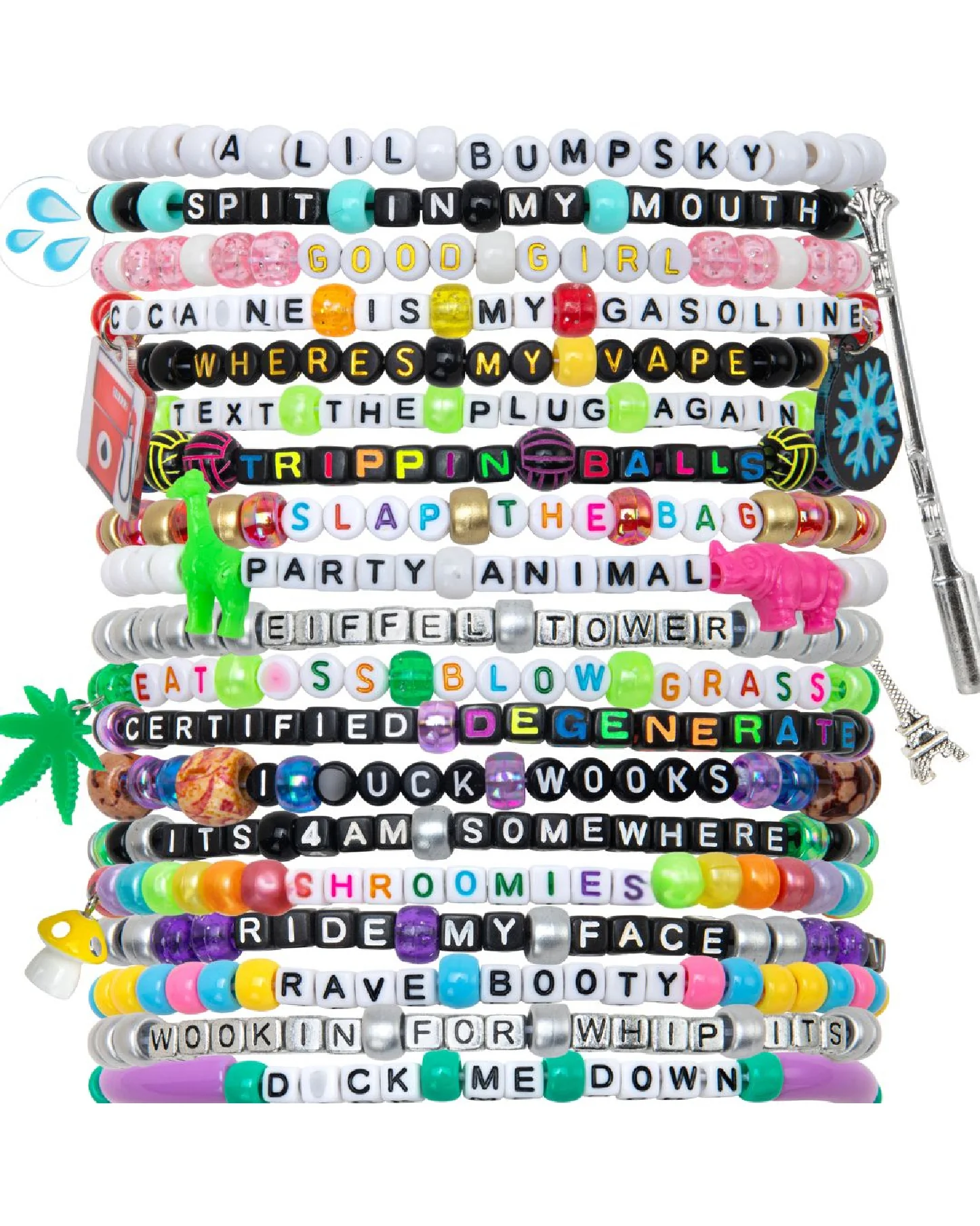 "Party Hard" 13pc Pre-Made Kandi Bracelets