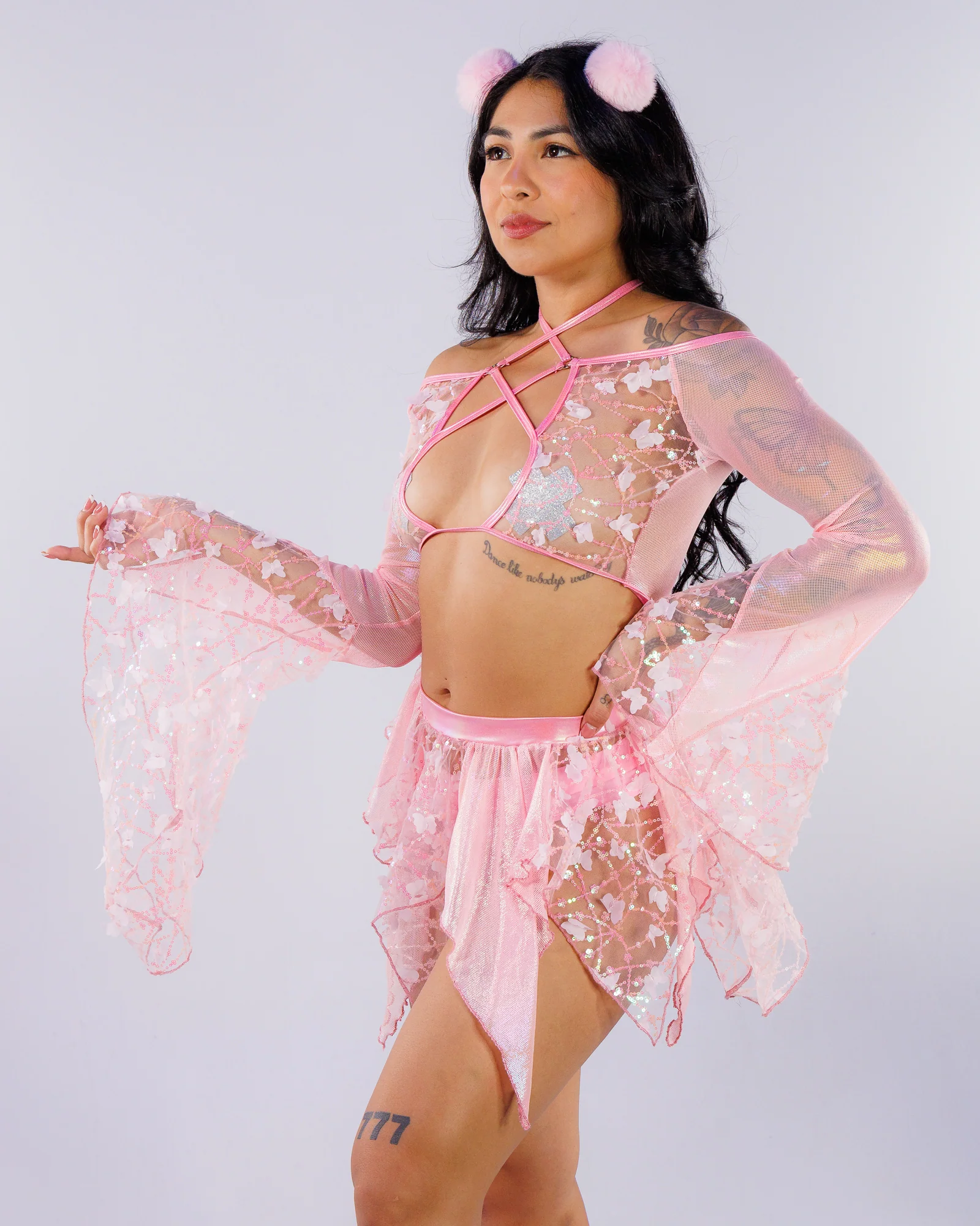 Pink Flutter Fairy Women's Butterfly Top & Skirt Set - Image 3