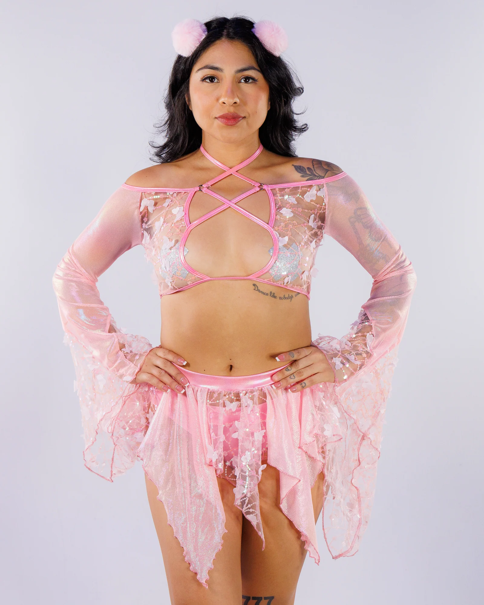 Pink Flutter Fairy Women's Butterfly Top & Skirt Set - Image 4