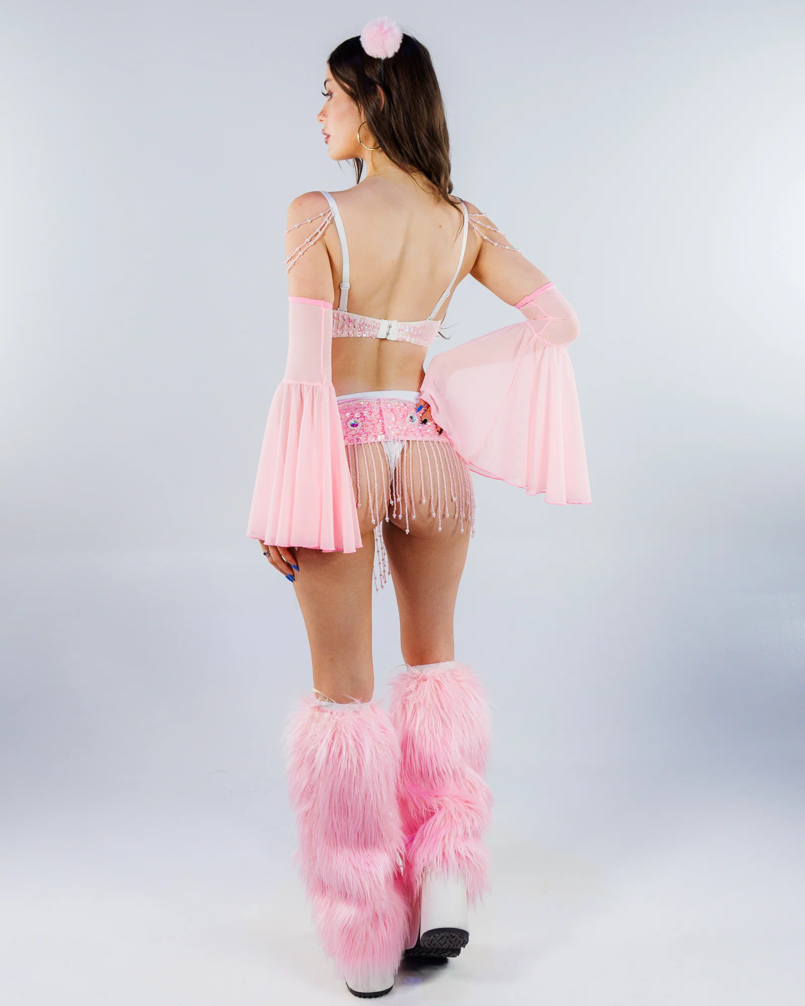 Pink Ocean Tides Women's 2pc Carnival Bra & Belt Set - Image 8
