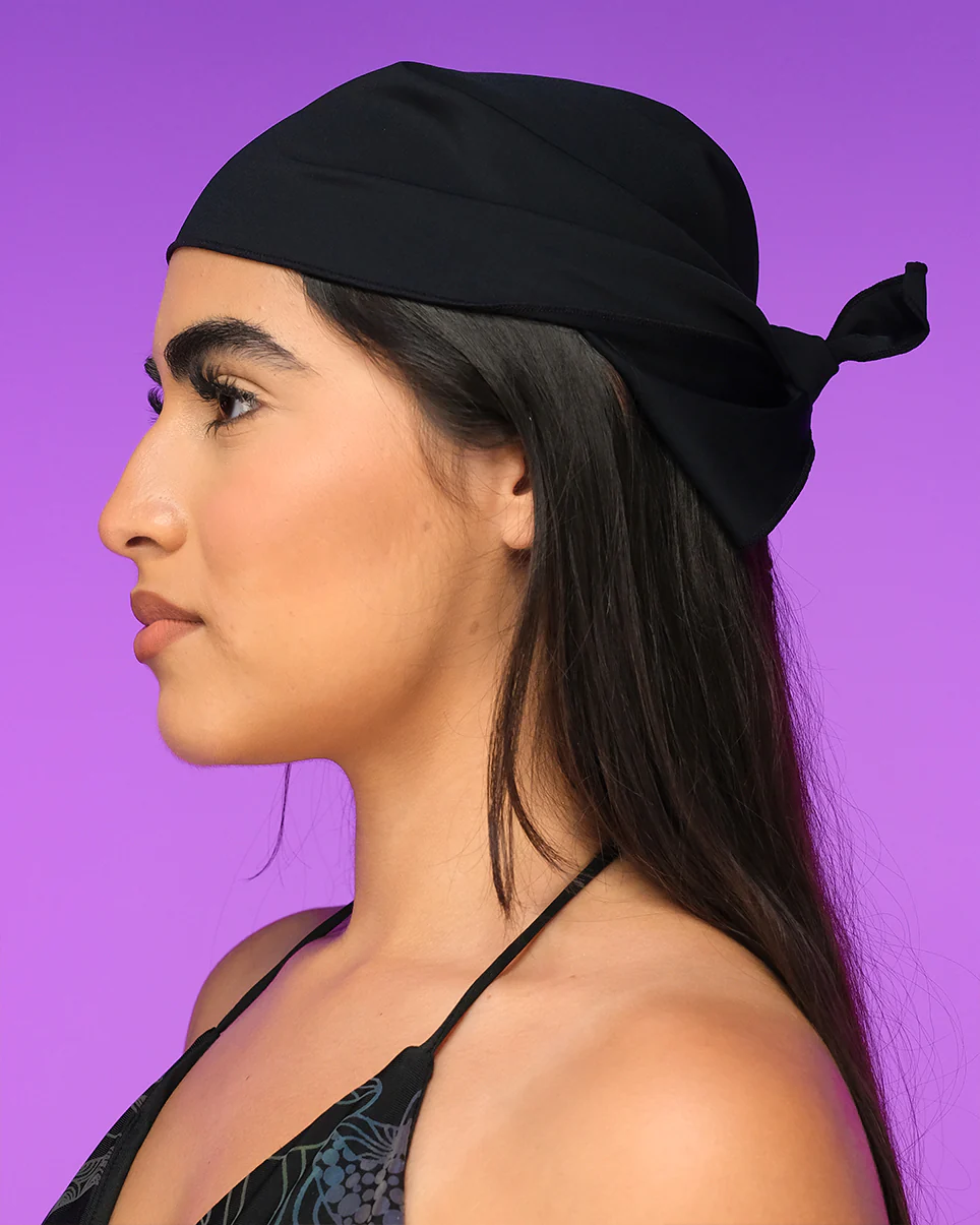 Plain Black Triangle Bandana Mask - Image 3