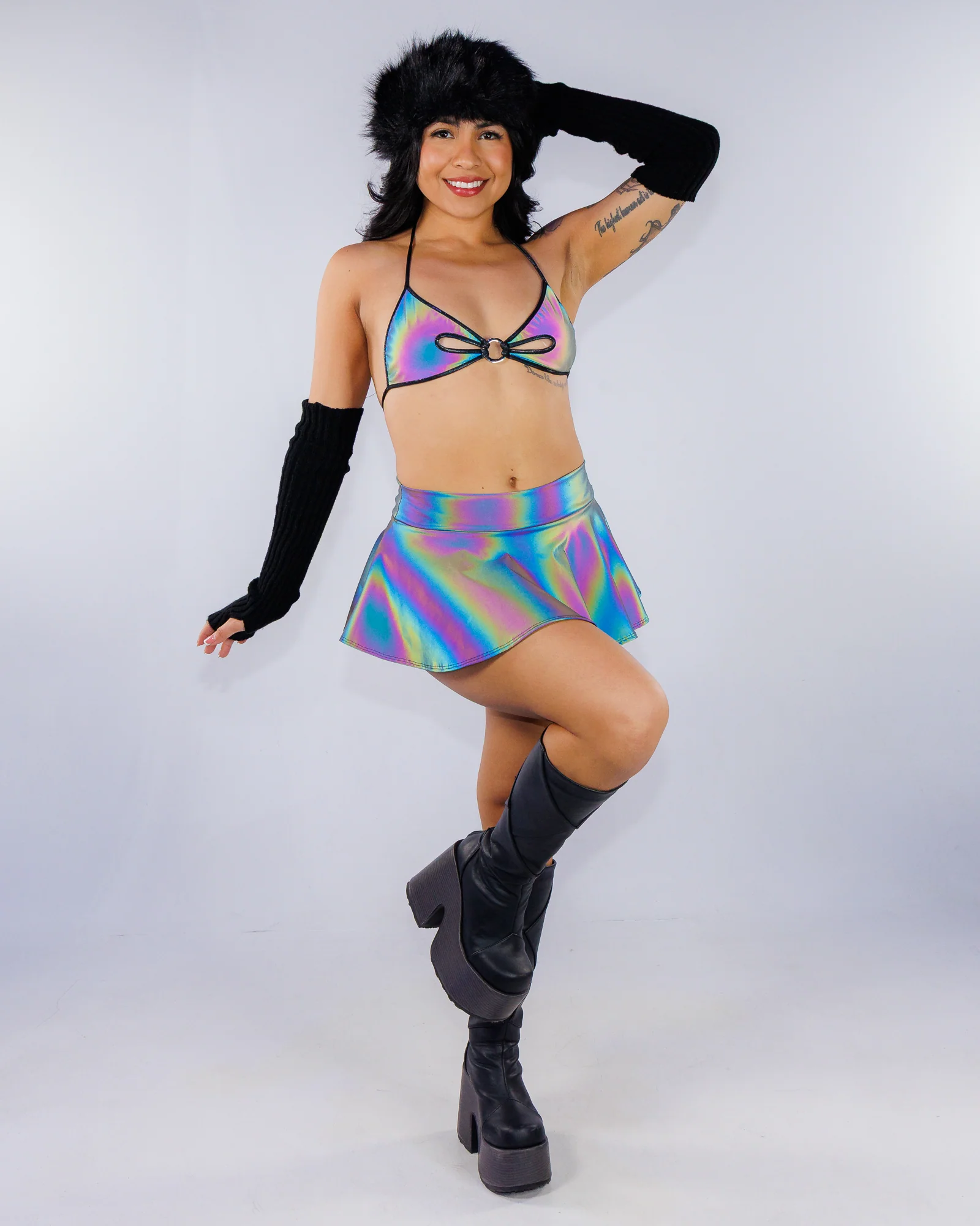 Rainbow Reflective Women's Skater Skirt - Image 2