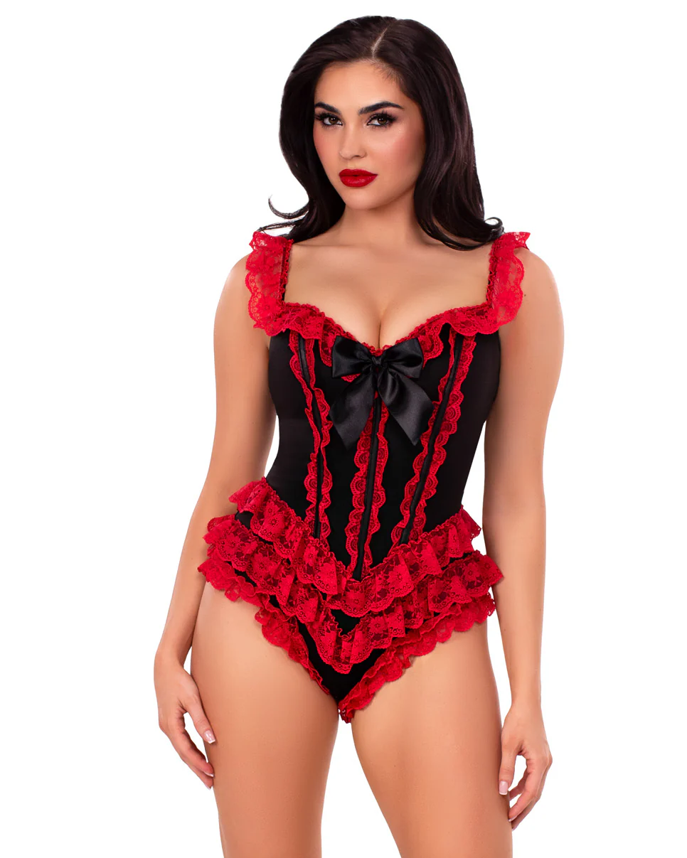 Red La Boheme Women's Ruffle Corset Bodysuit - Image 7