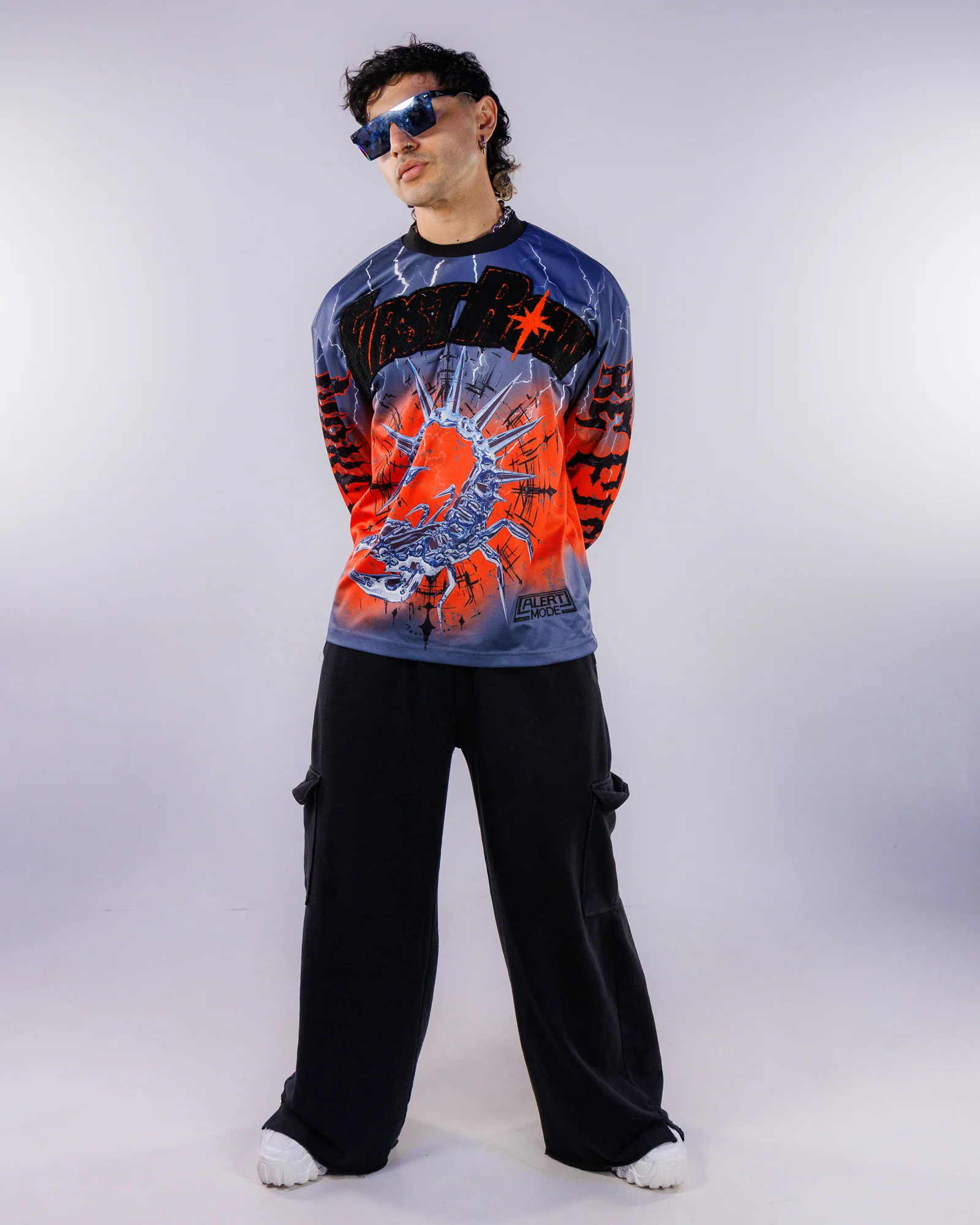 Silent Sting Men's Blue Moto Jersey - Image 2