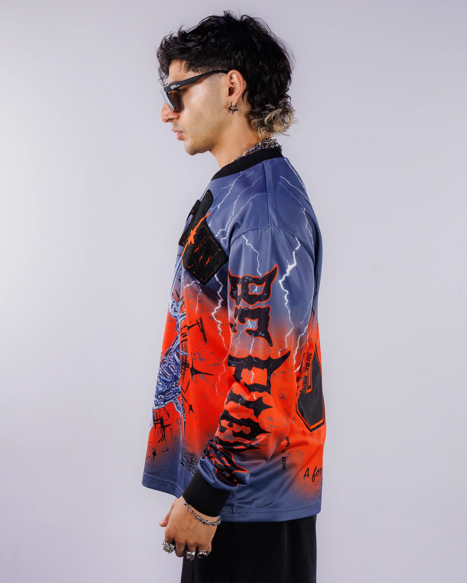 Silent Sting Men's Blue Moto Jersey - Image 4