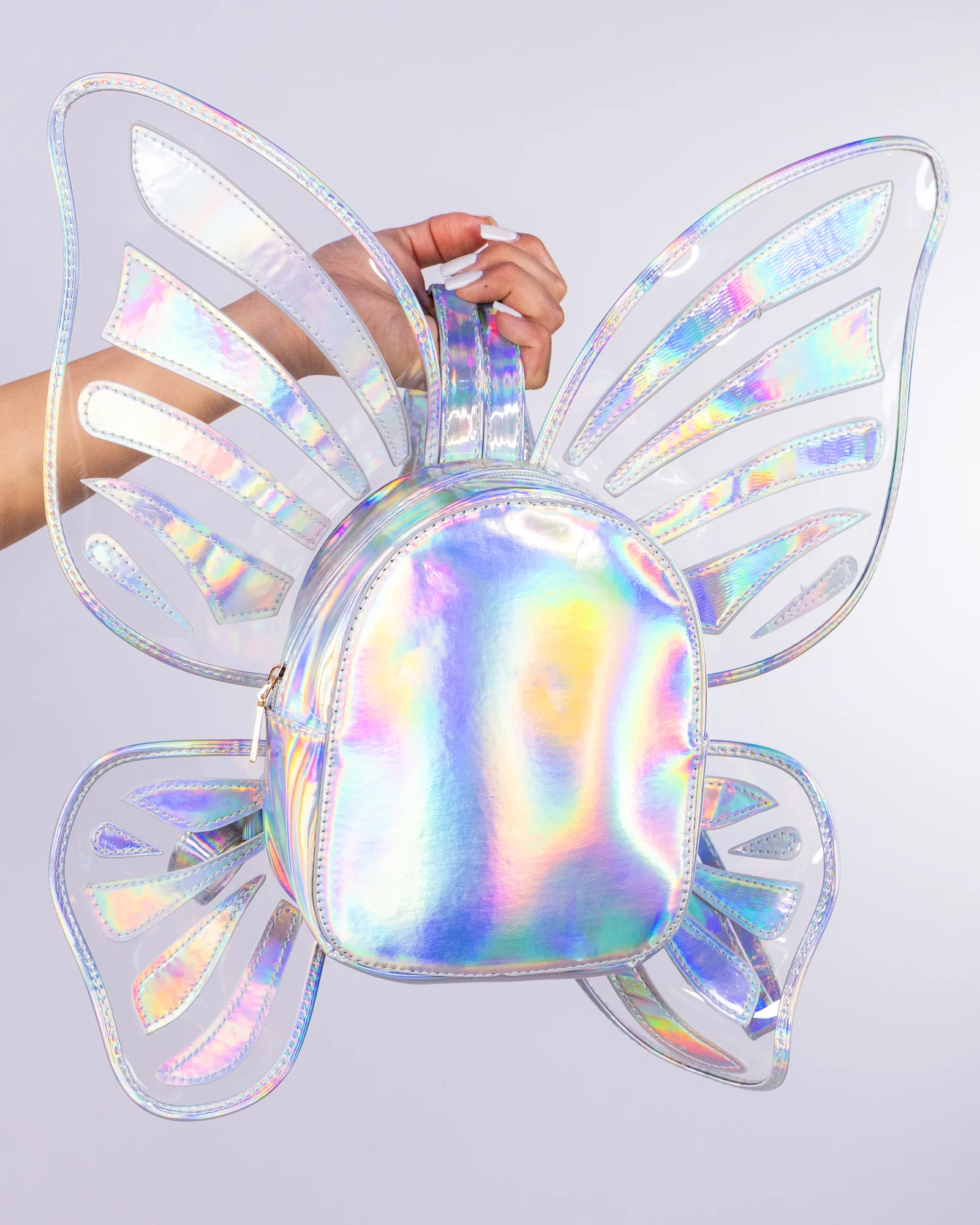 Silver Holo Butterfly Unisex Backpack