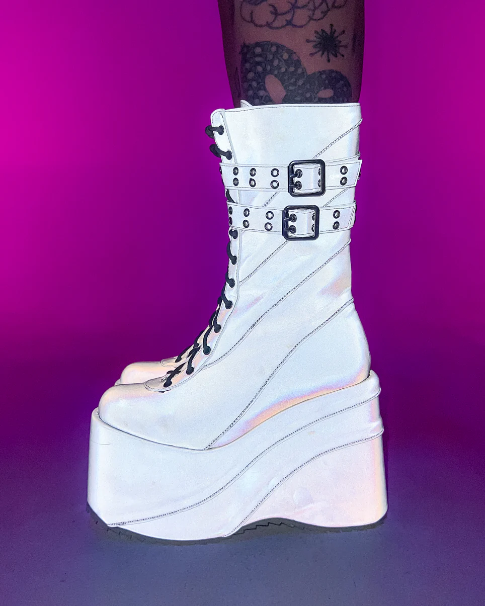Silver Stardust Platform Boots - Image 7