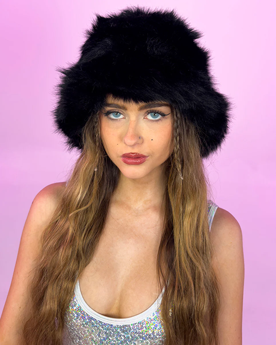 Solid Fluffy Bucket Hat - Image 5